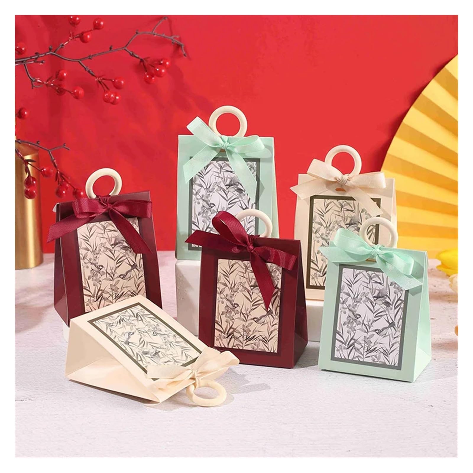 Geschenk Box 10/20 Stücke Retro Missugar Box Süße Hochzeit Gunsten Verpackung Pralinenschachtel Mit Band Geburtstagsfeierbedarf(Green1,20pcs)