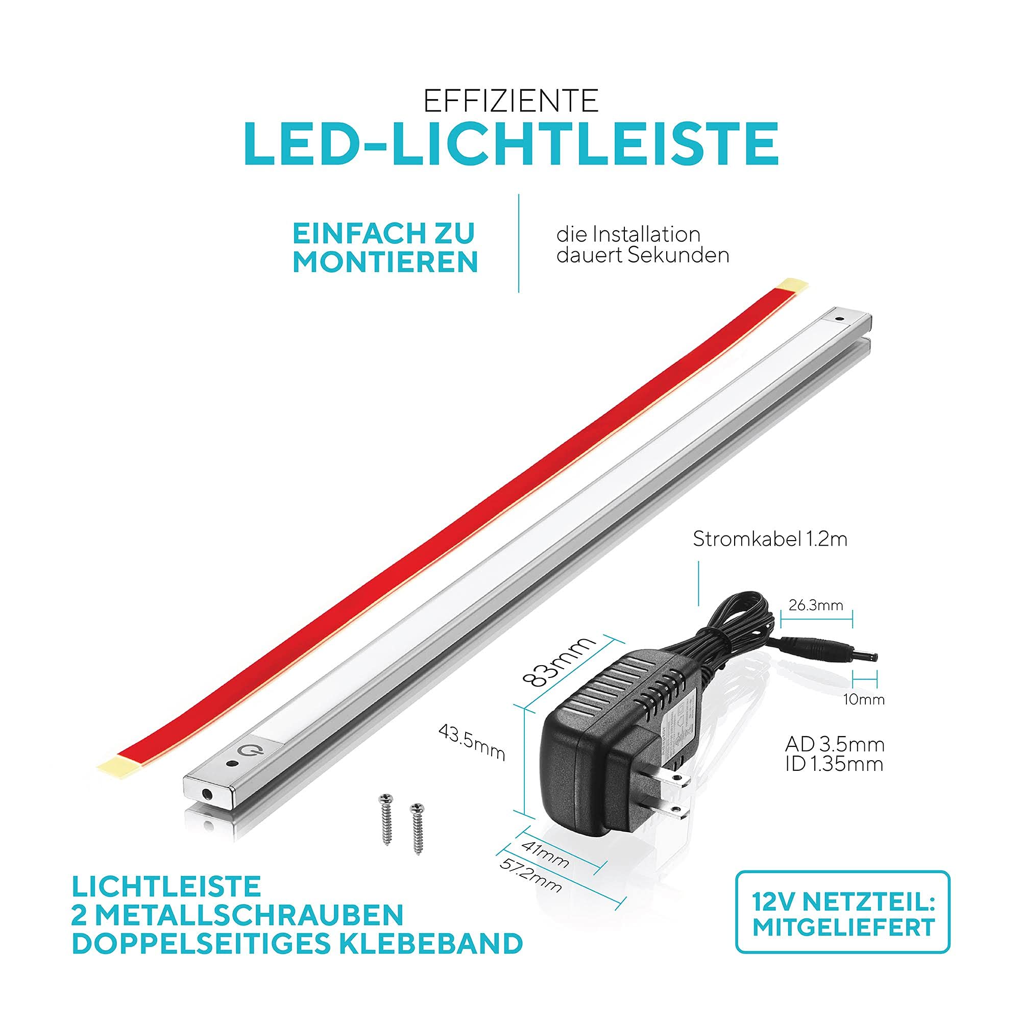 phonar Led Unterbauleuchte Küche 90cm - Küchenunterbauleuchte in kaltweiss I Einfache Montage I Inklusive Zubehör I 4000K Neutralweiß