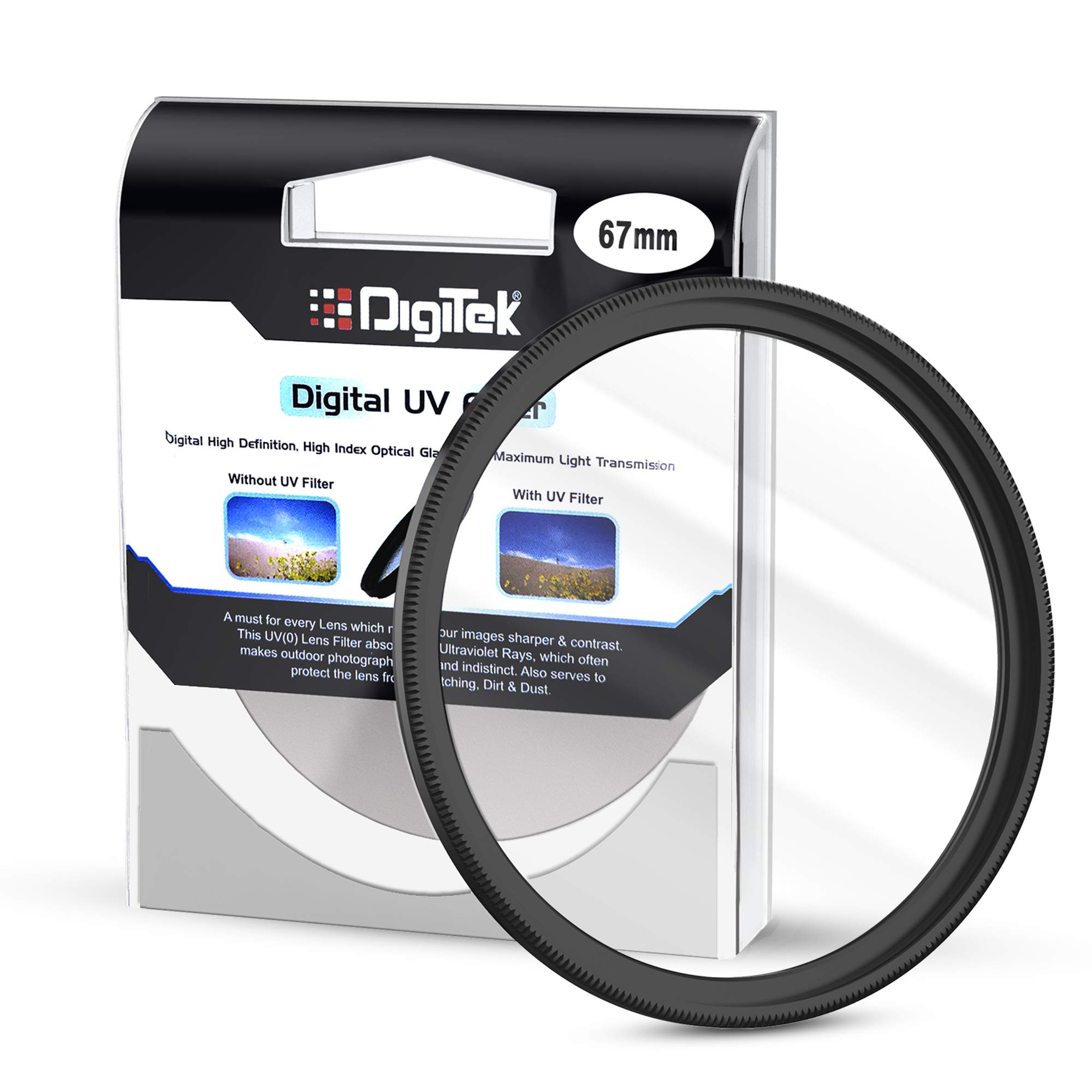 DIGITEK 67mm UV Protection Lens Filter. High Definition, High Index Optical Glass with Maximum Light Transmissio