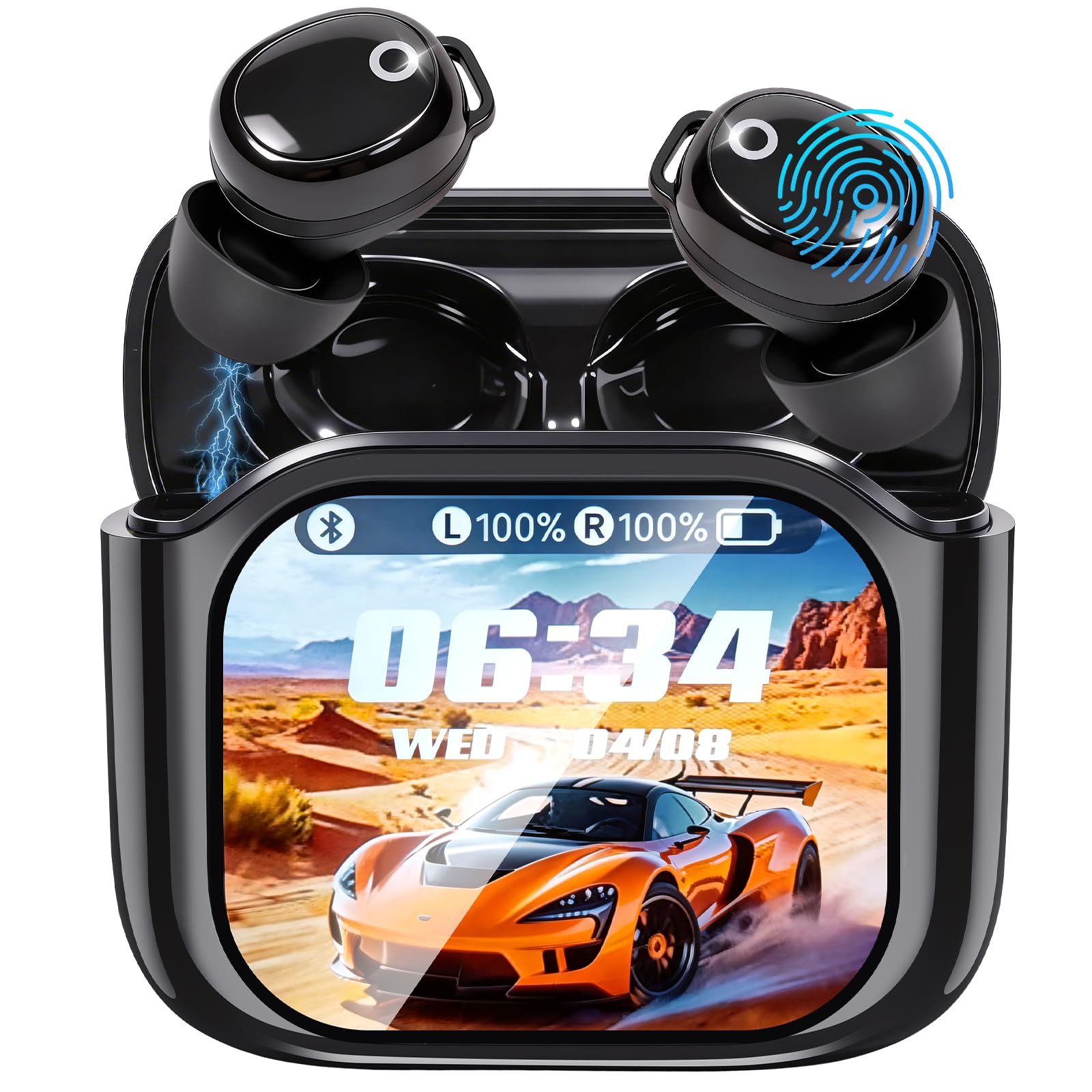 Auriculares de traductor de IA, en tiempo real con 156 idiomas y pantalla táctil, auriculares Bluetooth 6.0, con cancelación de ruido, auriculares inalámbricos para iOS y Android, viajes y aprendizaje
