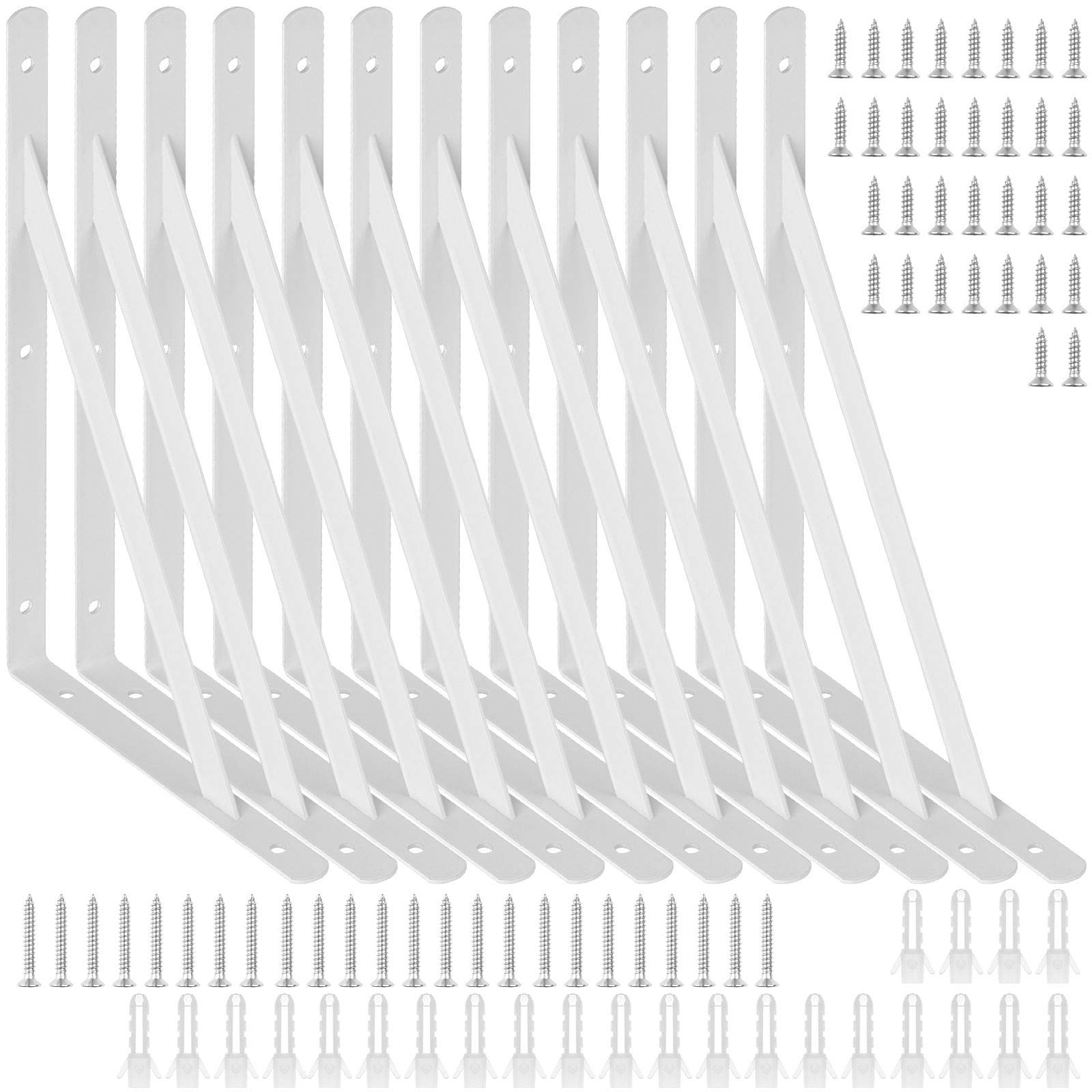Buy 12 Pack 9.8 x 6.3 Inch Heavy Duty Shelf Brackets, White Floating