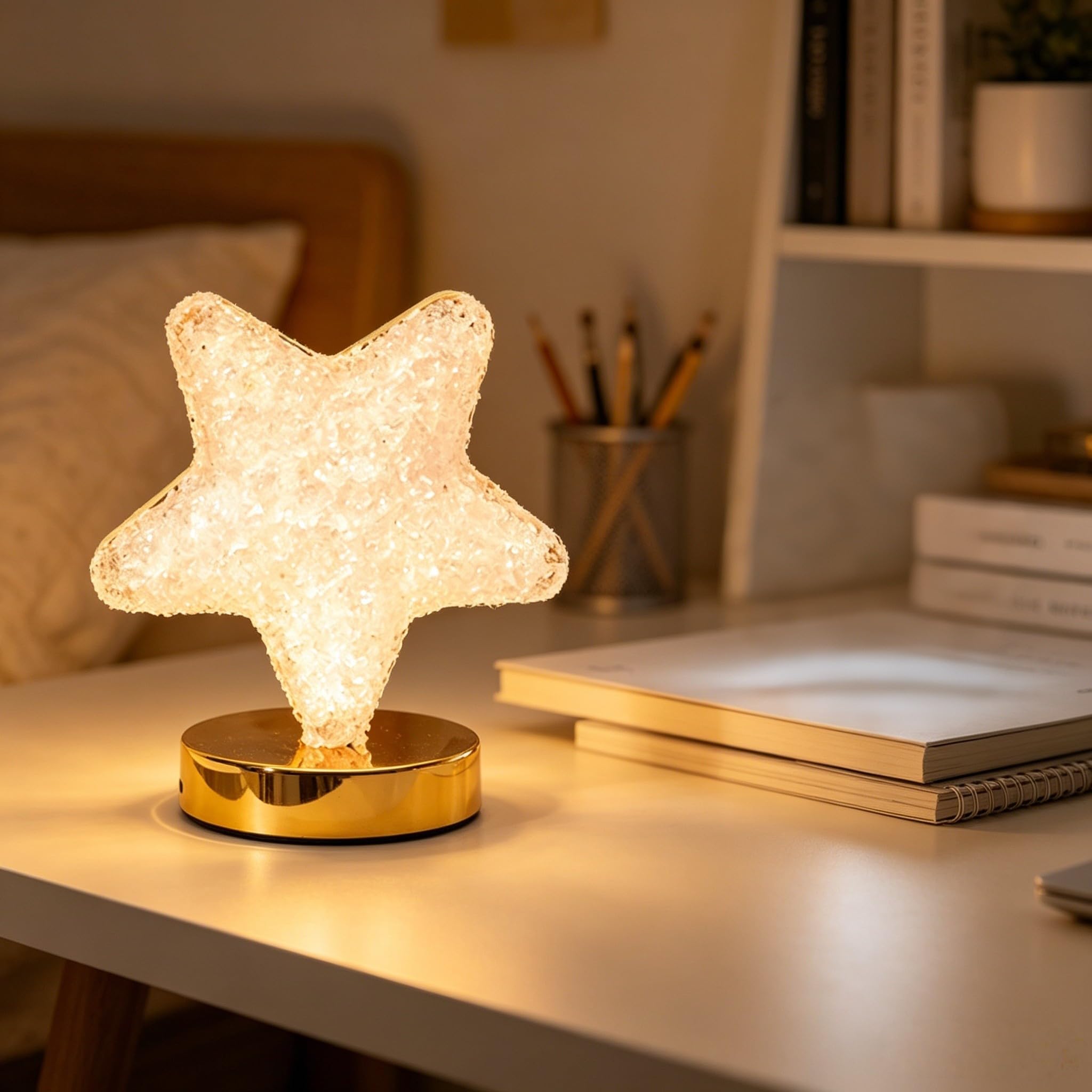 Kryształowa lampa stołowa LED 3 kolory bezstopniowa regulacja dotykowa akrylowa lampa USB akumulator obok lampy dla kobiet matka sypialnia salon wystrój domu