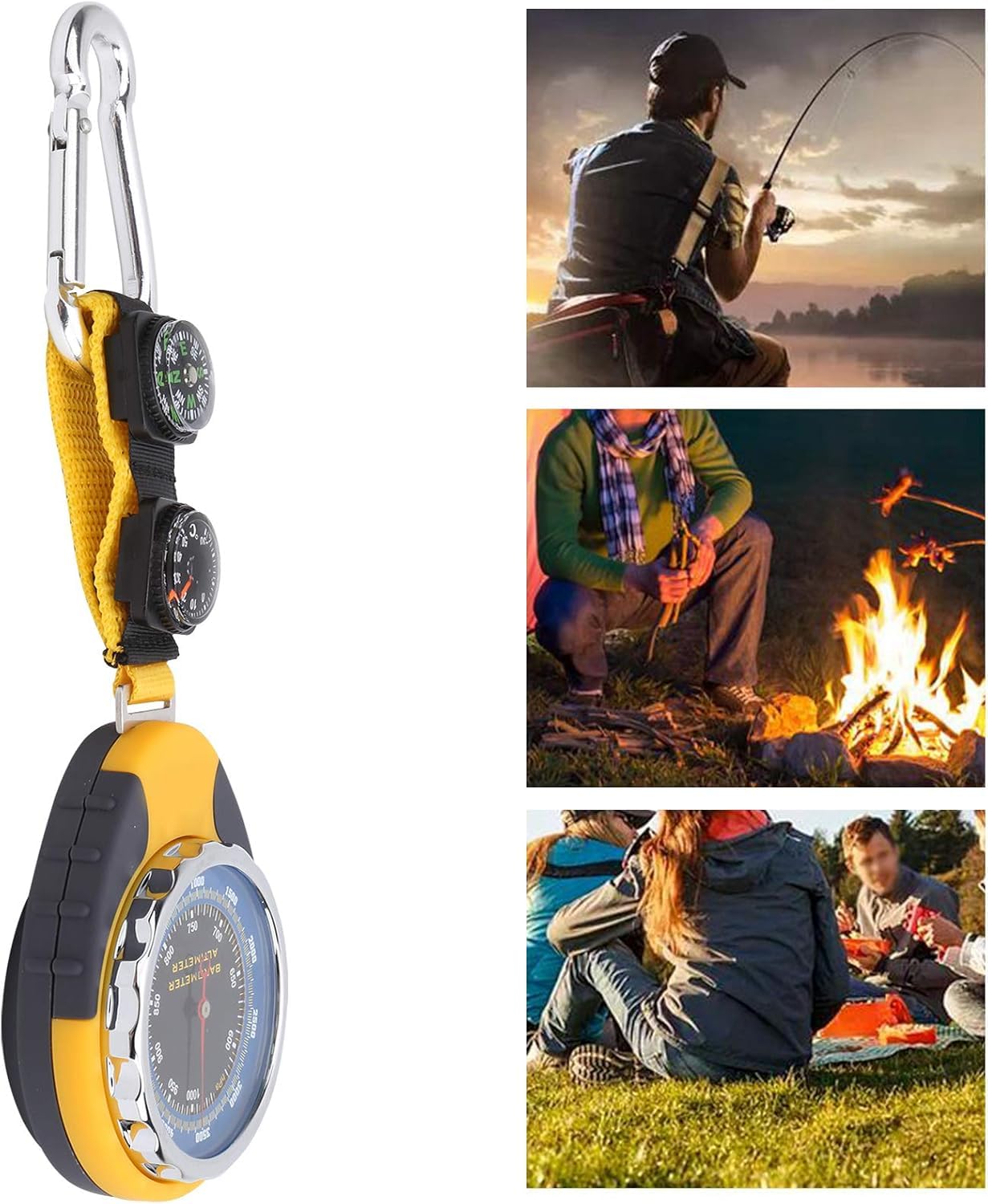 Baromètre Multifonctionnel 4 en 1 Mini Boussole Numérique Altimètre Thermomètre Baromètre pour Camping en Plein Air