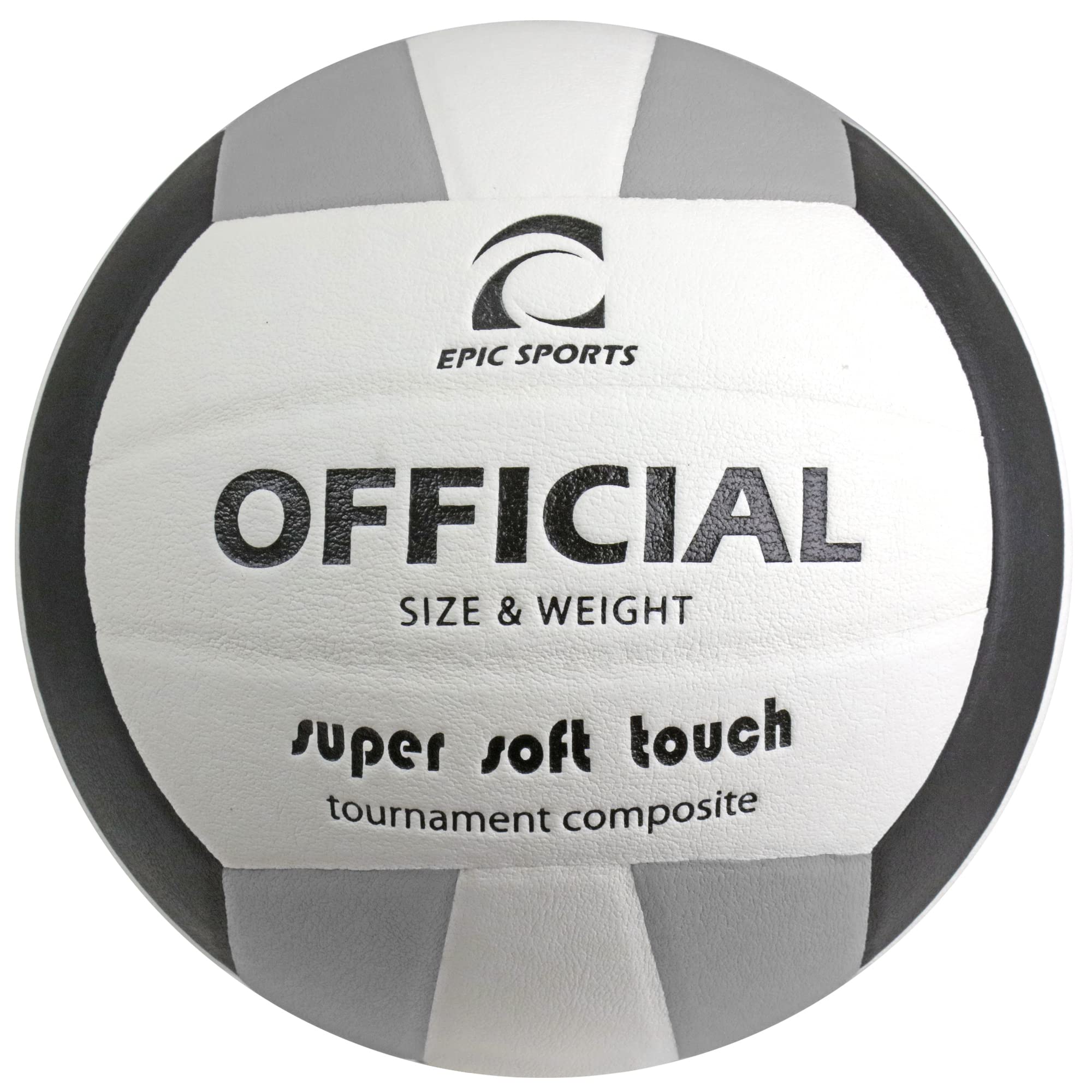 Epic Official Pro Indoor Super Soft Black/White/Grey Volleyball (4-Colors Available) Official Size