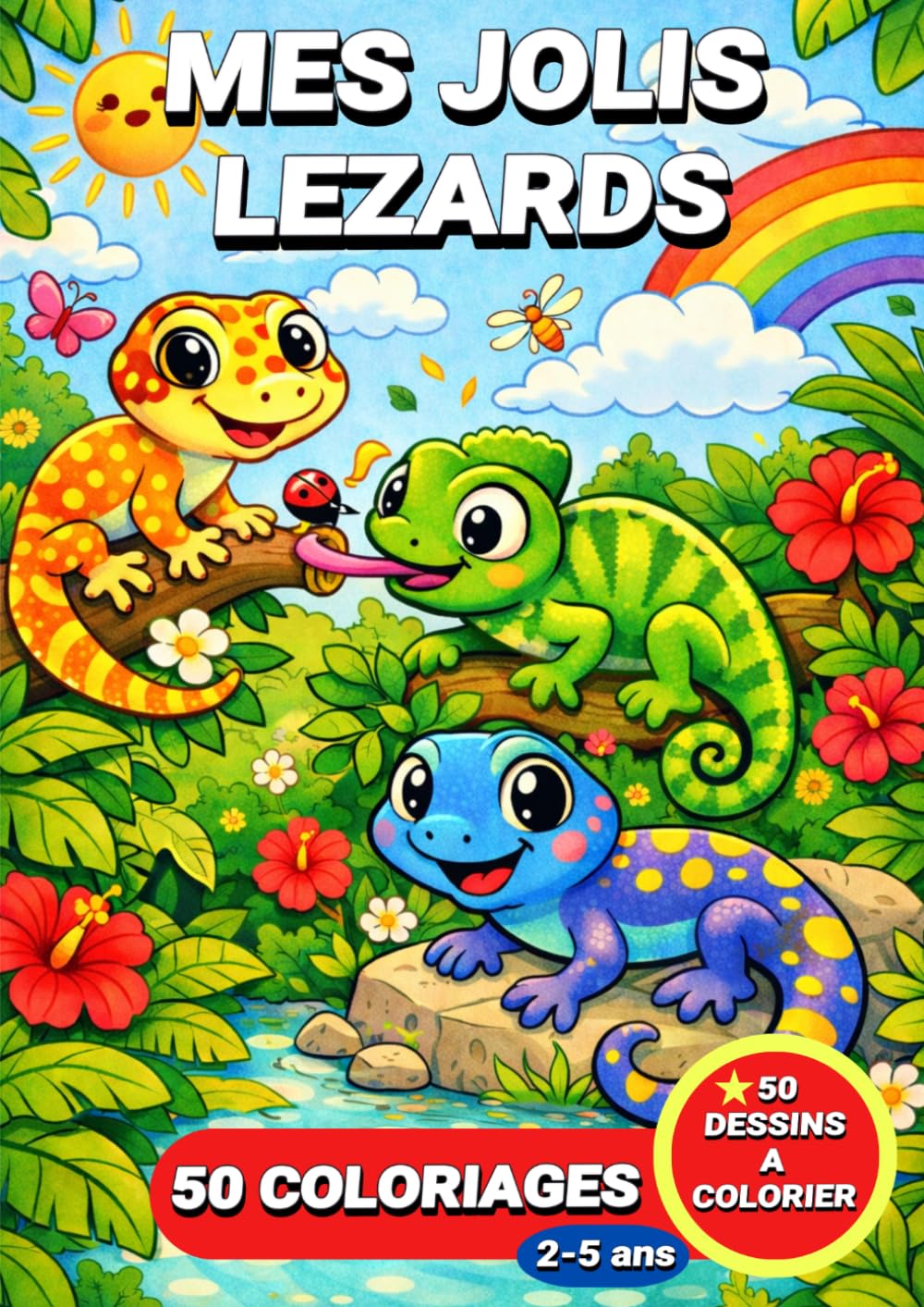Mes Jolis Lézards: Livre de coloriage mes jolis lézards pour enfants – 50 coloriages pour les enfants de 2 à 5 ans (JemColorier)
