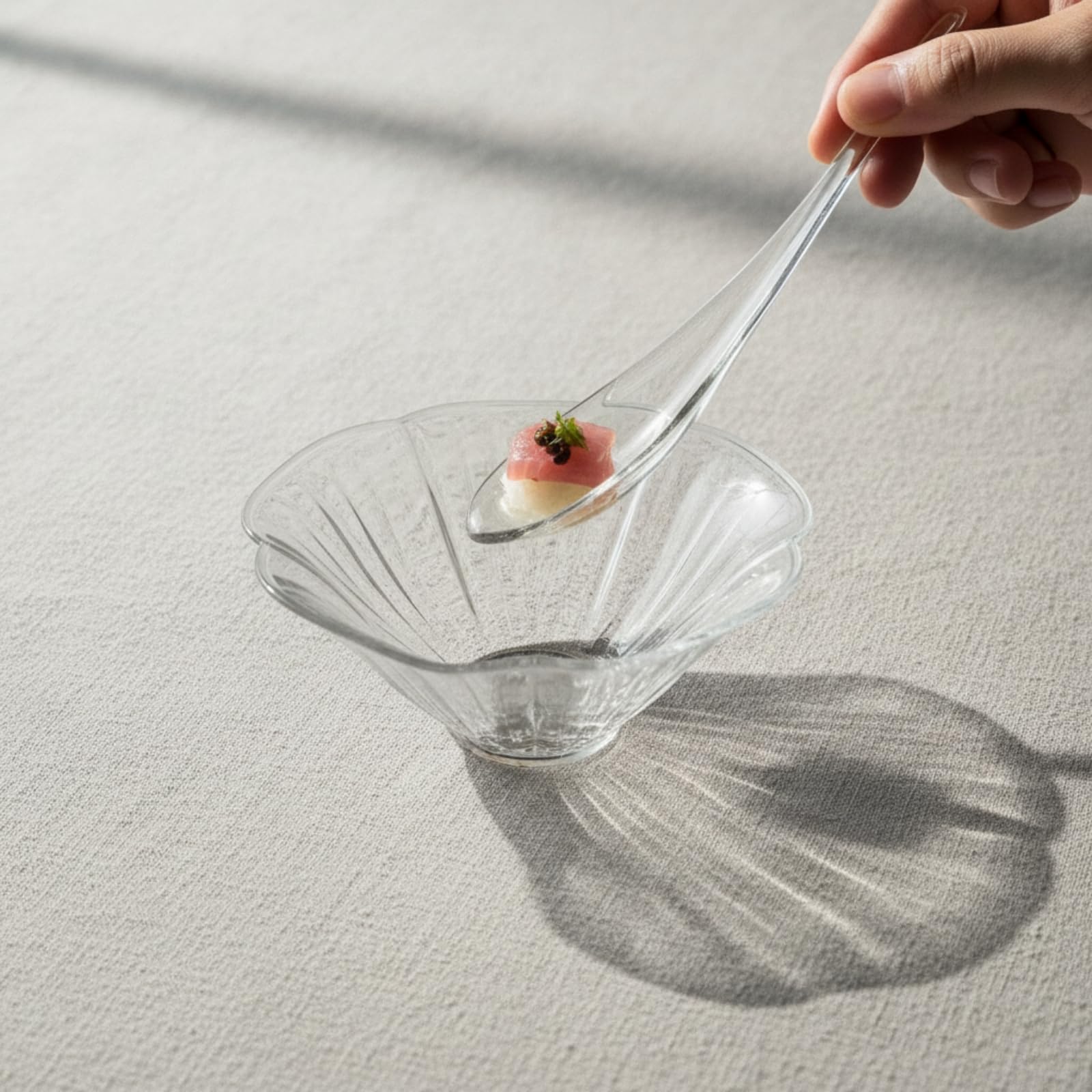 predolo Insalatiera in con Bordo a Petali Ciotola da Portata con Cucchiaio Elegante per Buffet, Ristorante
