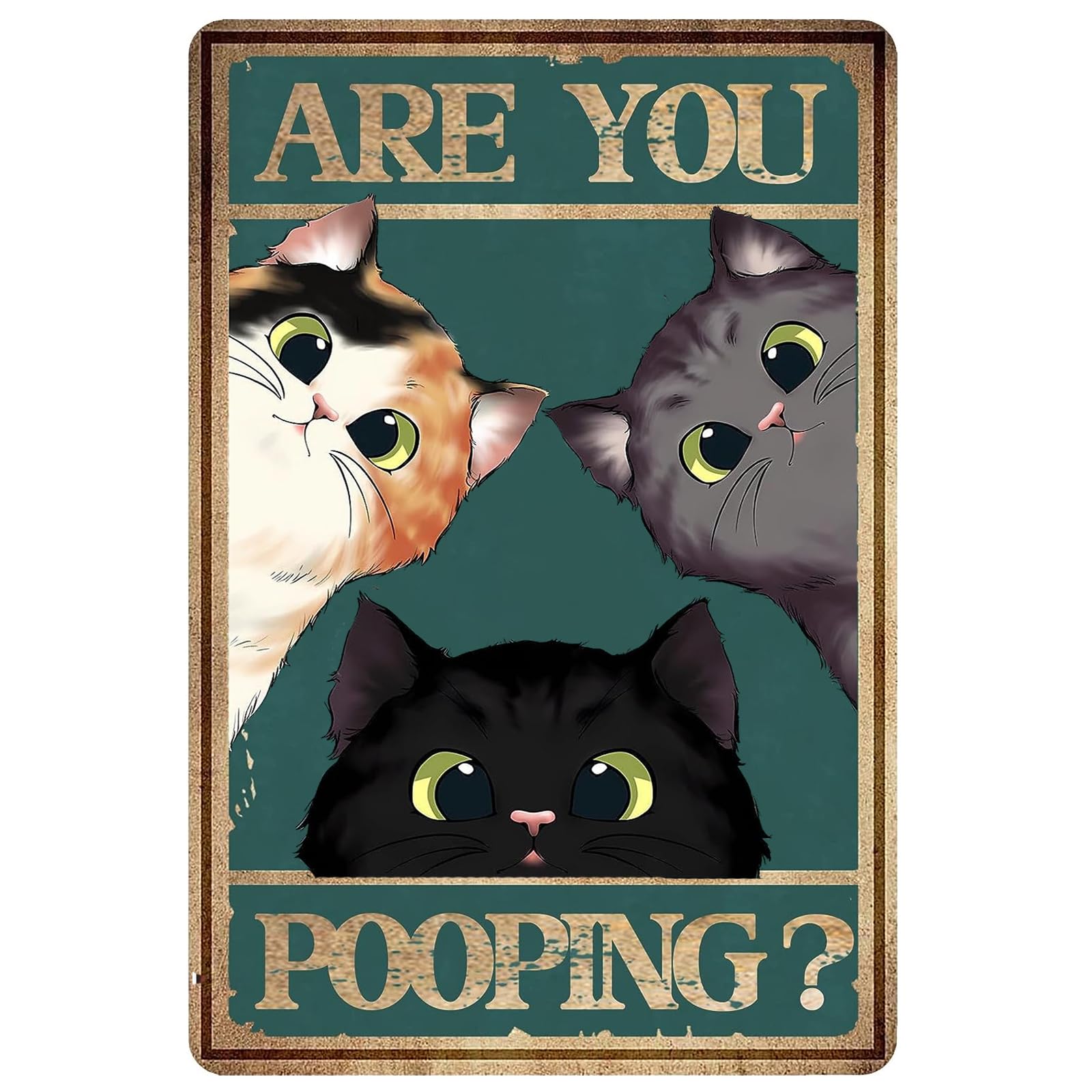 Funny Metal Signs Are You Pooping Cat Bathroom Novelty Tin Sign Toilet Rules Farmhouse Bathroom Quote For Toilet Restroom Washroom Home Decor Gifts 20x30cm