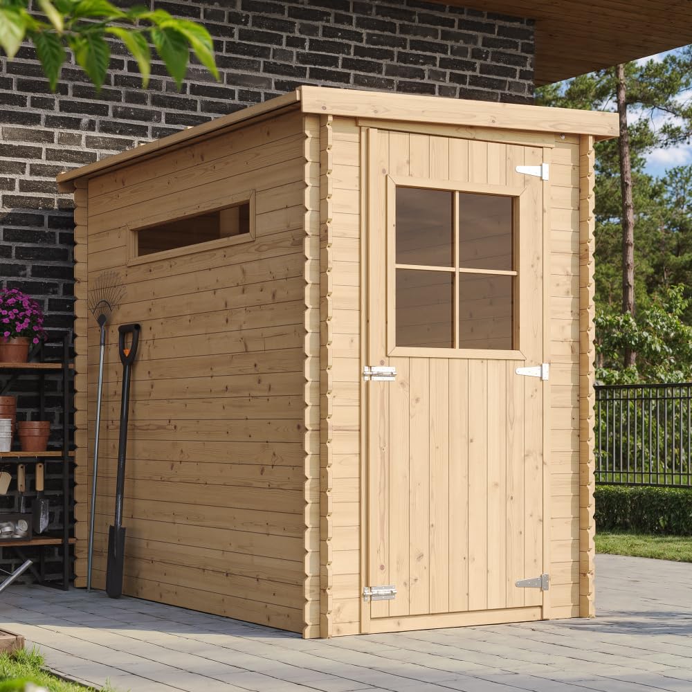 Casetta da Giardino in Legno Esterno 2,63 m², Capanno Attrezzi con spessore della parete di 19 mm, Casa per Biciclette con Finestre TIMBELA M306