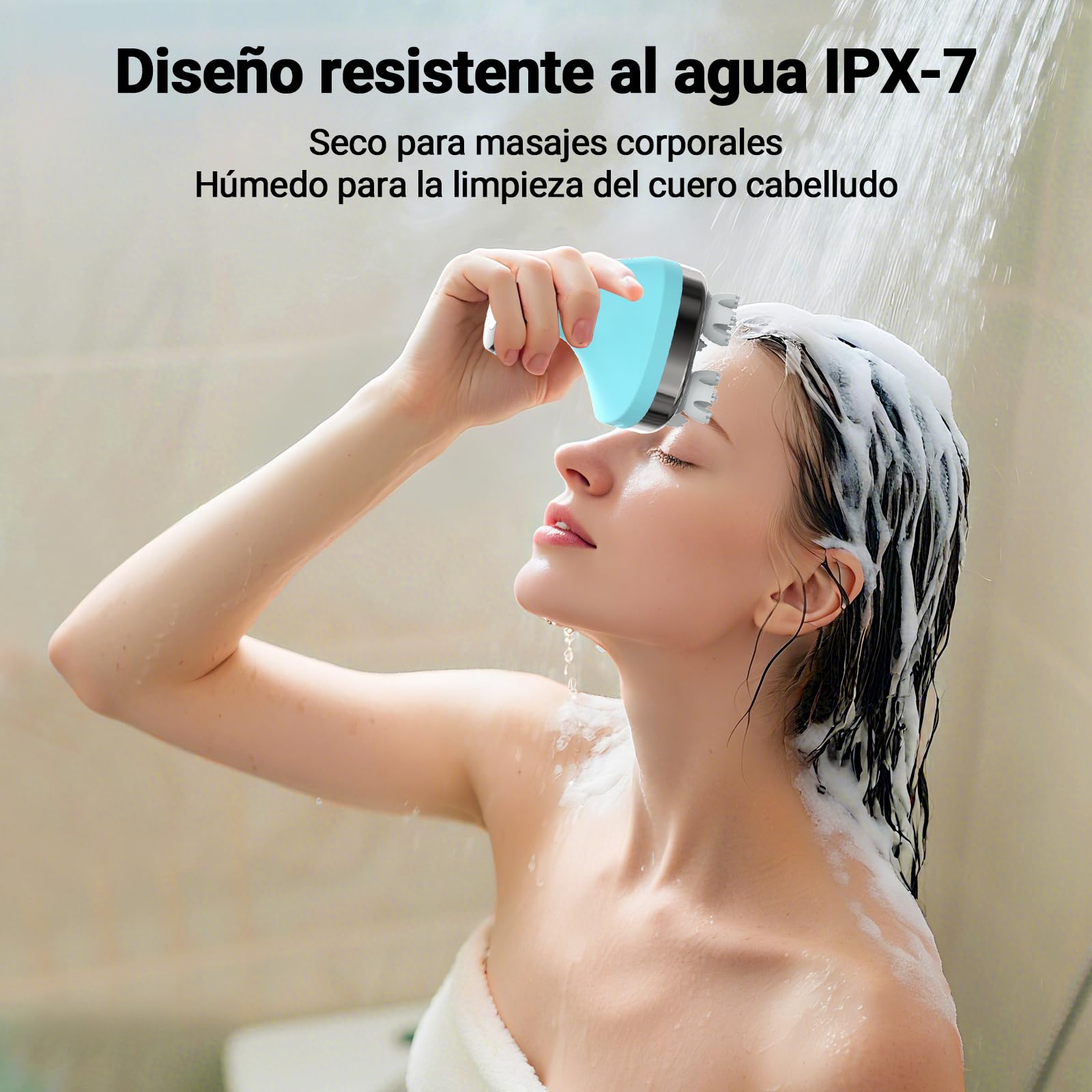 Masajeador de Cuero Cabelludo Eléctrico IPX7, 4D Recargable con 108 Puntos de Masaje, para Crecimiento del Cabello y Relajación - Uso en Cabeza y Todo el Cuerpo