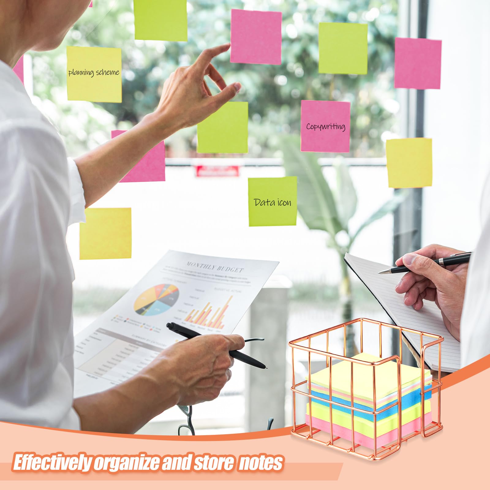 Harloon 2-Piece Sticky Note Holder- 3 8x3 8 Inches Cute Memo Cube Dispenser Mesh Desk Organizer for Notepads — view 4