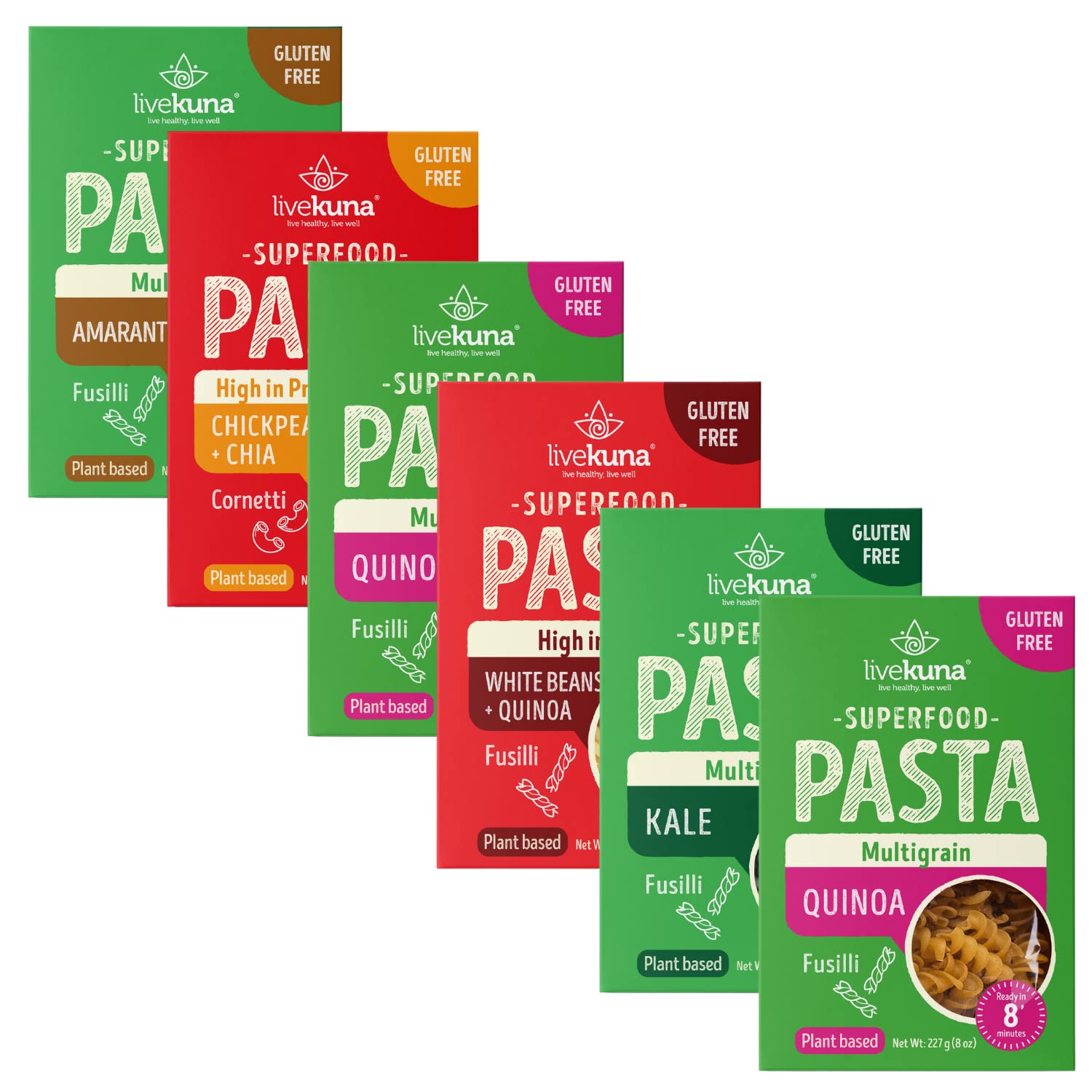 Buy LiveKuna SuperFood Pasta Variety Mix High Protein & Fiber, Gluten