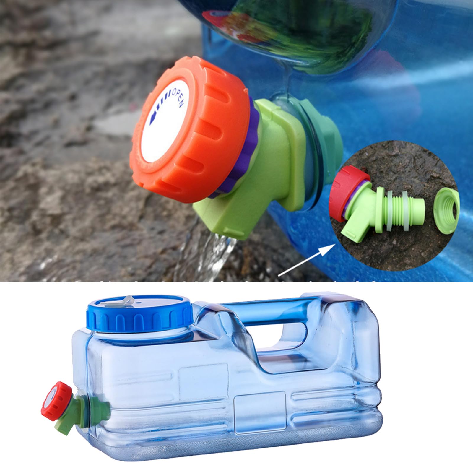Serbatoio Di Stoccaggio Acqua Portatile Multiuso 10L Tanica Alimentare | Bottiglia Di Acqua Con Maniglia, Senza BPA, Serbatoio Acqua Impermeabile Per, Picnic, Escursionismo, Guida Automotive