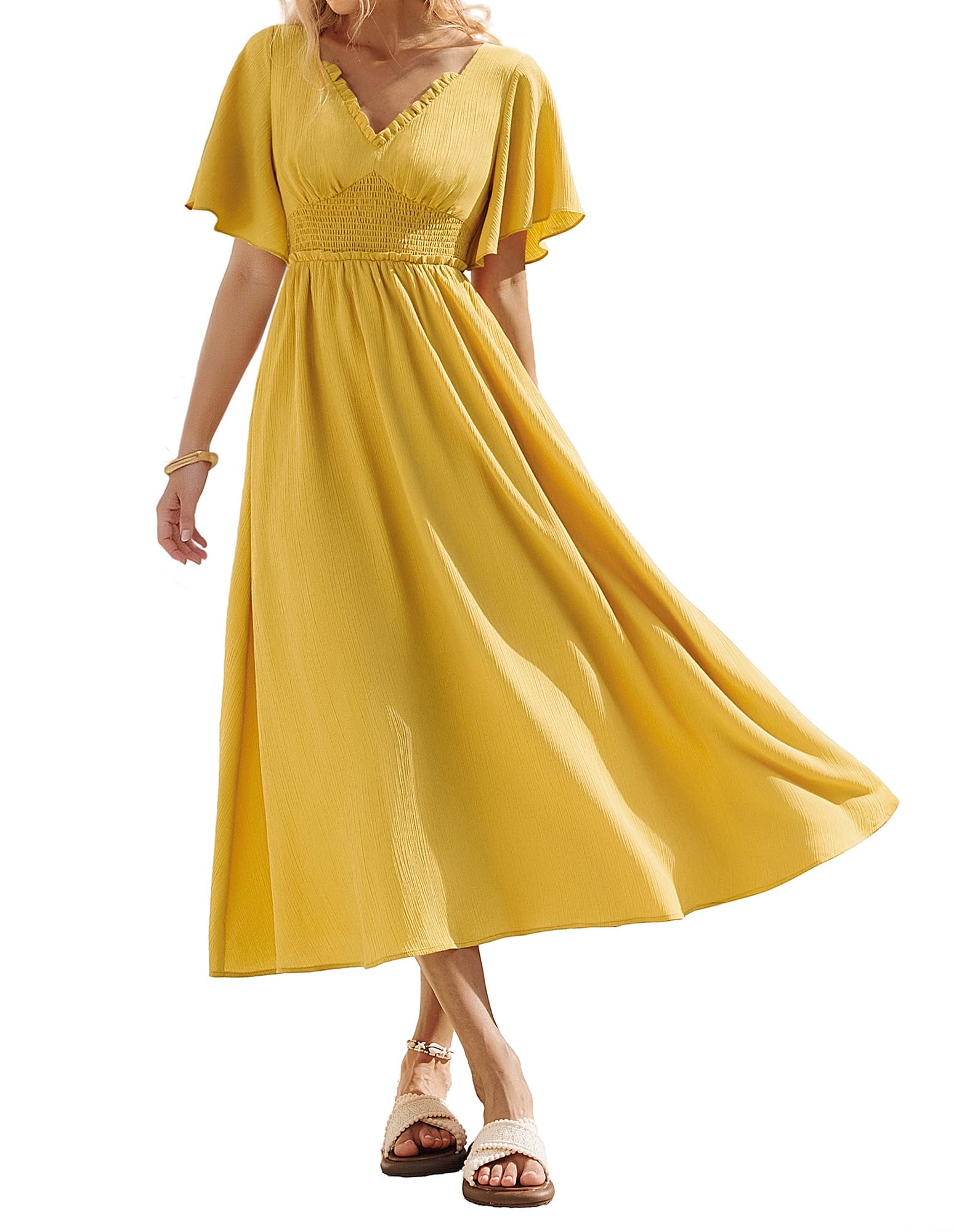 Kate Kasin Abito estivo da donna, a maniche corte, elegante, scollo a V, linea ad A, per il tempo libero, per matrimonio, maxi
