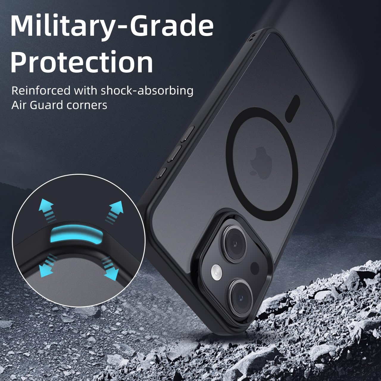 tigratigro Custodia Per iPhone, Compatibile con Mag-Safe,Traslucida Texture Opaca, Flessibile e anti-impronta,Consistenza simile alla Pelle (Grigio, iPhone 13)
