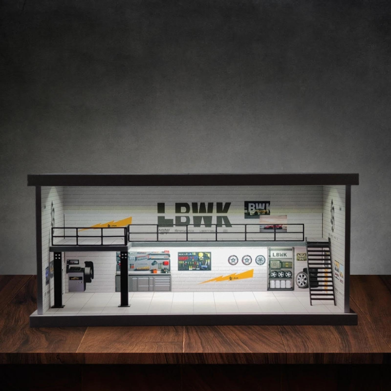 Milageto Vitrine für 1/64-Modellautos aus Metallguss, Aufbewahrungsmöglichkeit für Modellautos, Schutz für die Vitrine, Tischdekoration, Miniaturszene, Style A