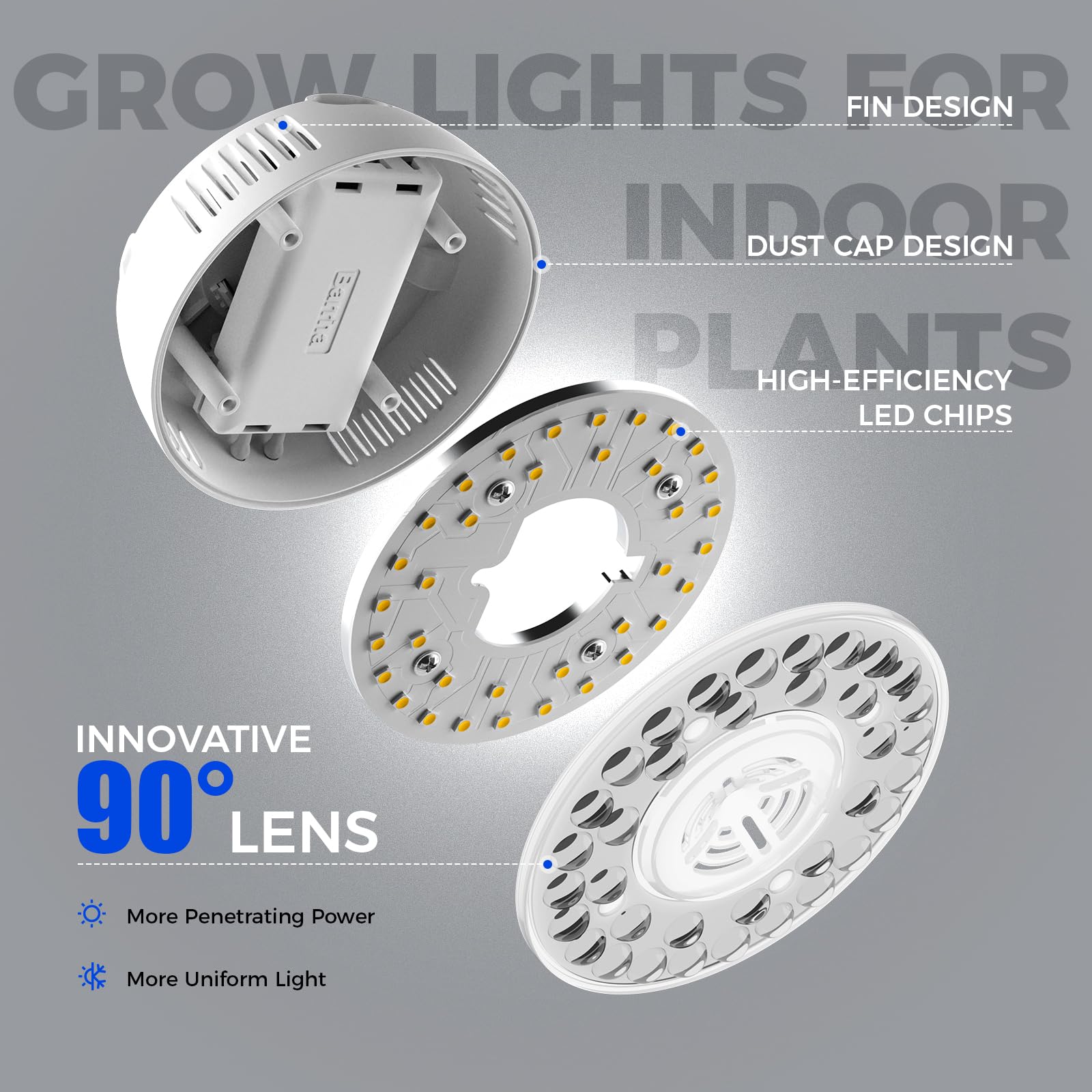 Barrina Orbgrow OG09 Lampe de Croissance à Spectre Complet, 5000 K 18 W (2×9 W), Aimantée, Connectable en Série, Minuterie Intégrée, 5 Niveaux de Luminosité, Pack de 2