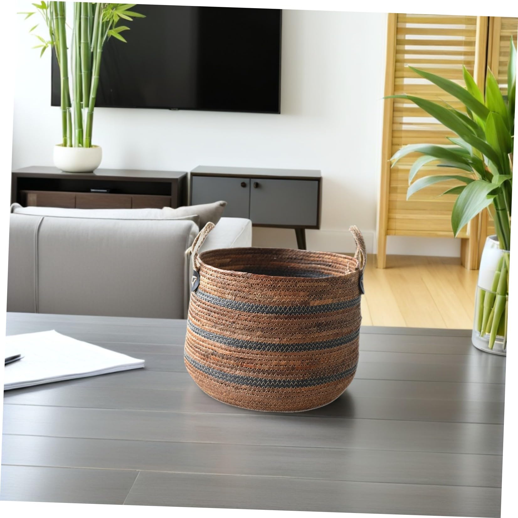 Cesta de Almacenamiento Tejida de Paja Rústica para Ropa Sucia Gran Capacidad y Diseño Práctico para Organizar Juguetes y Ropa Hogar