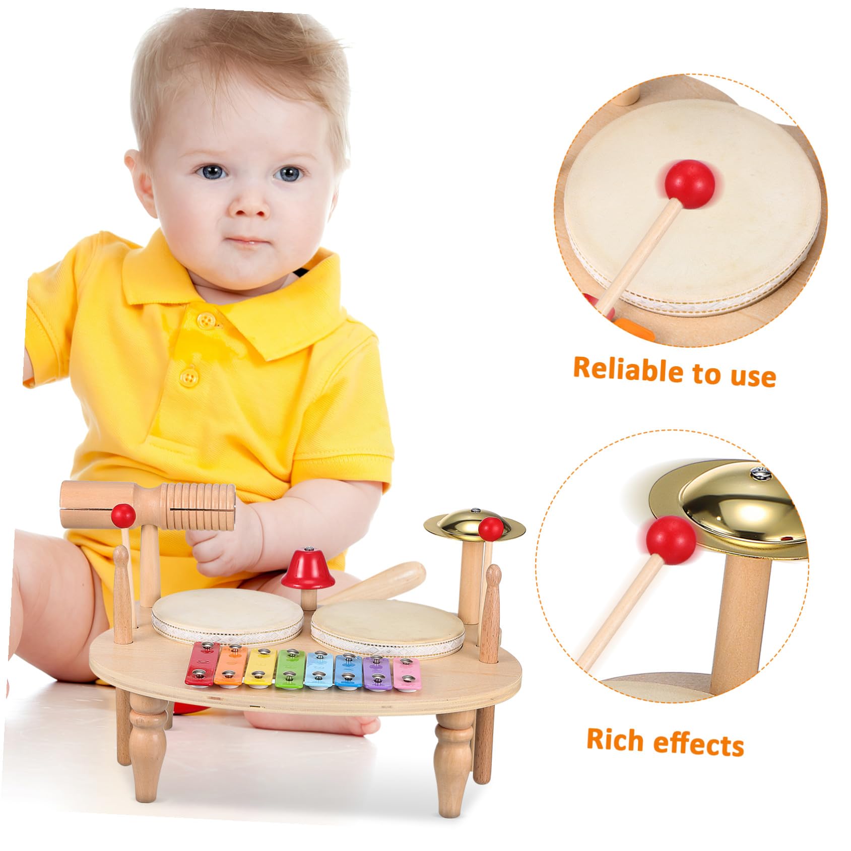 Xilófono de Madera Pequeño para Niño, Instrumento Musical de Percusión | Pandereta de Mano, Batería Efectos Ricos y Sonido Claro, Obsequio Musical Adorable y Colorido
