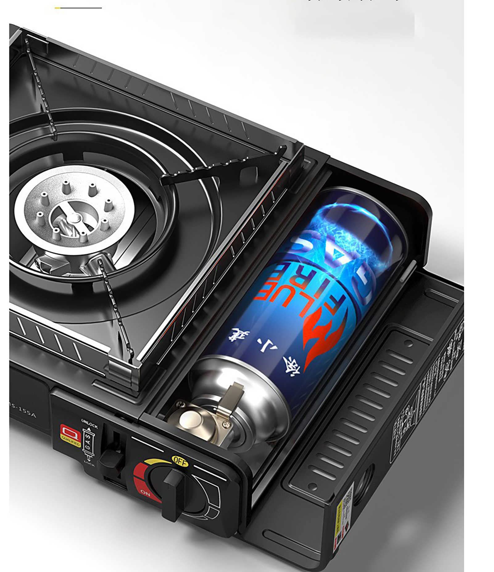 Estufa de acampada, cocina de gas portátil compacta, estufa de gas de un solo quemador, con funda de transporte, para el hogar, restaurante, interiores y exteriores