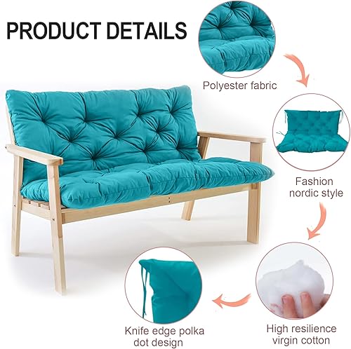 Miniatura 3 de Cojines de repuesto con respaldo, cojín de banco impermeable para muebles de exterior, cojines de repuesto lavables de 2 a 3 plazas, almohadilla de