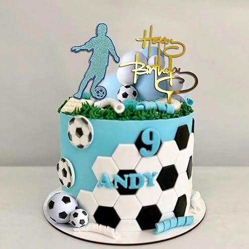 Miniatura 5 de 28 piezas de decoración de pastel de fútbol para niños, decoración de cupcakes deportivos con bolas azules y blancas y mini pelotas de fútbol para