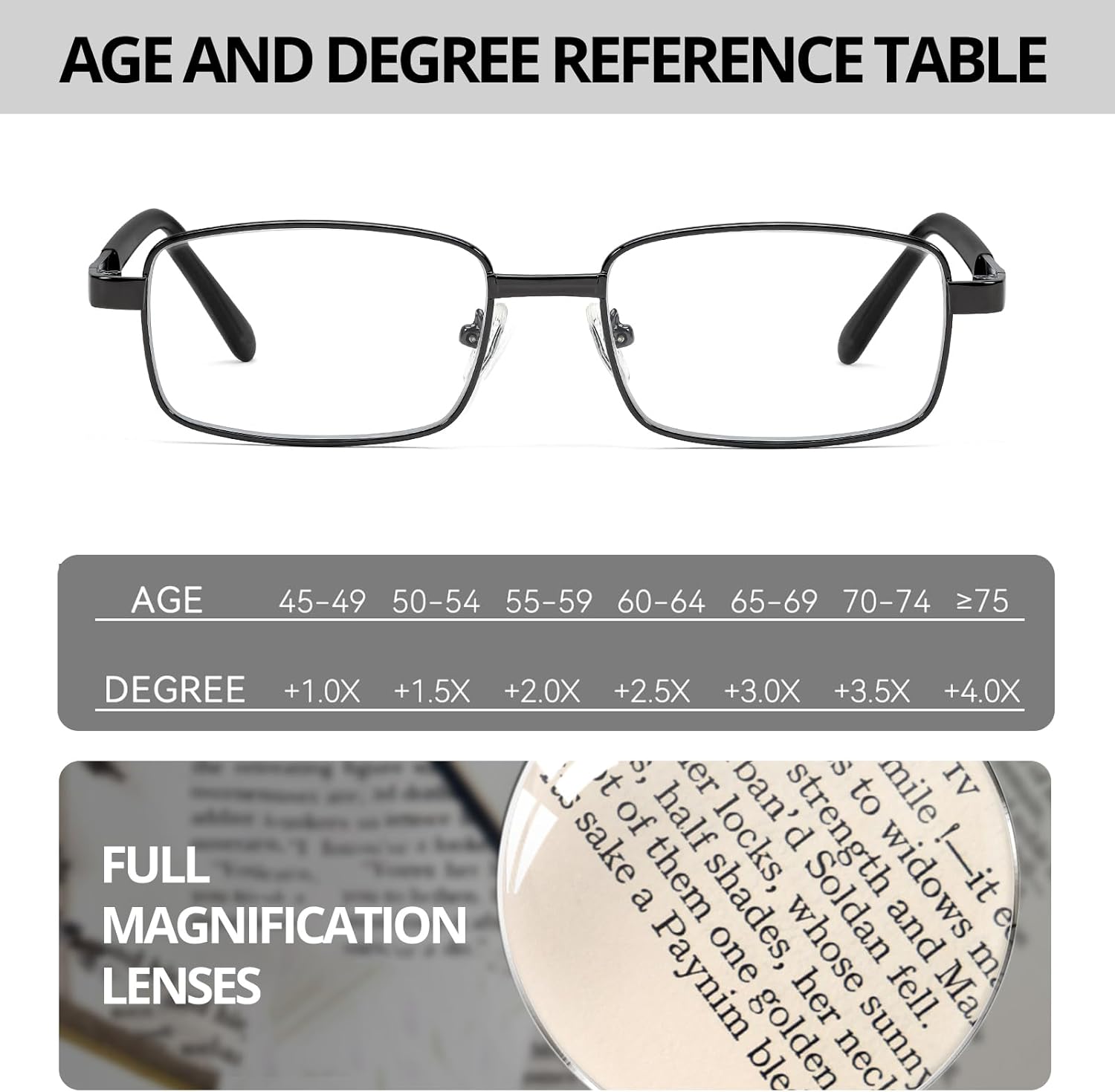 VIEWBETTER Reading Glasses for Women Men, Natural Crystal Stone Clear Real Glass Lens Scratch Resistant Anti UV/Glare V2221