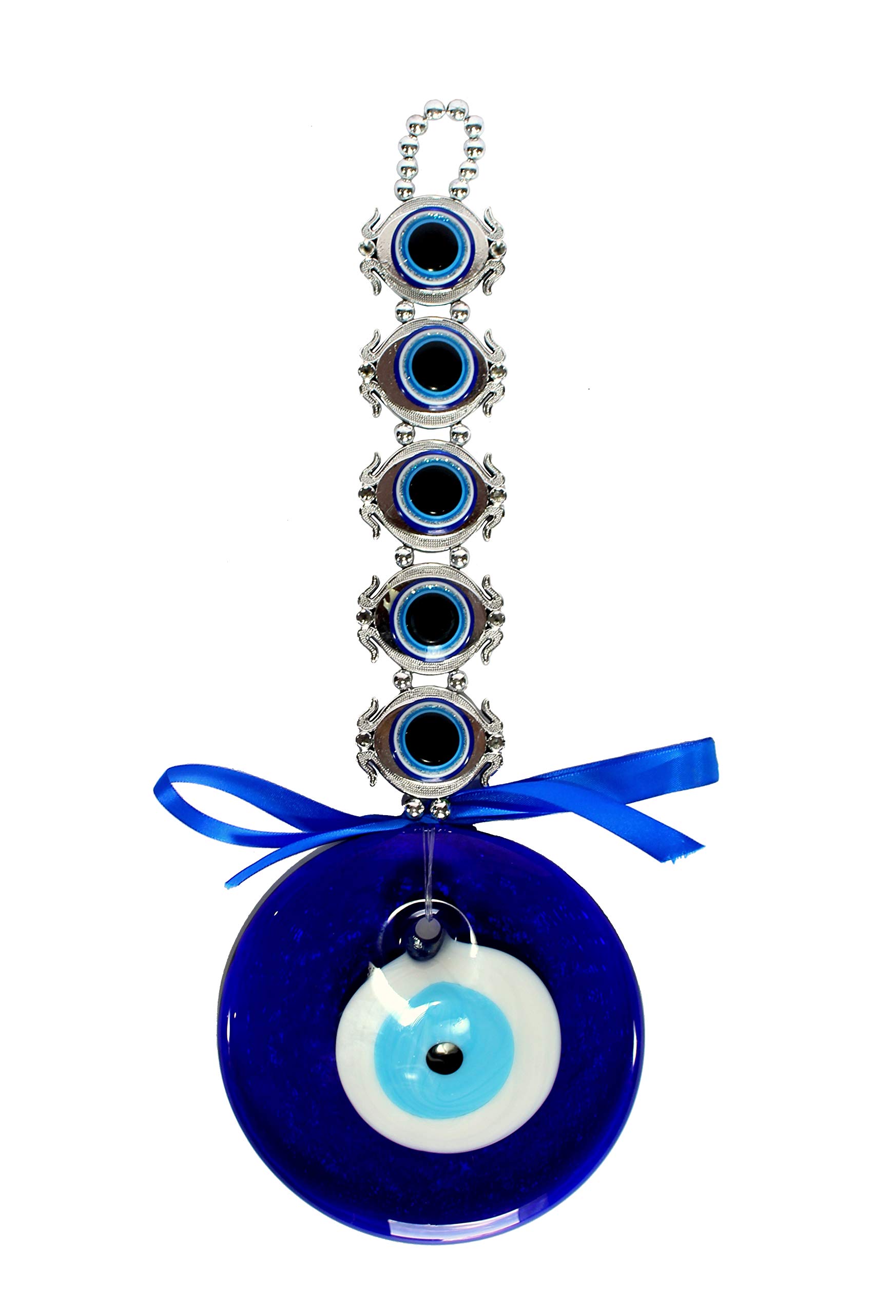 ESPLANADE Glass Evil Eye Car Door Hanging for Good Luck and Prosperity (Blue, Big)