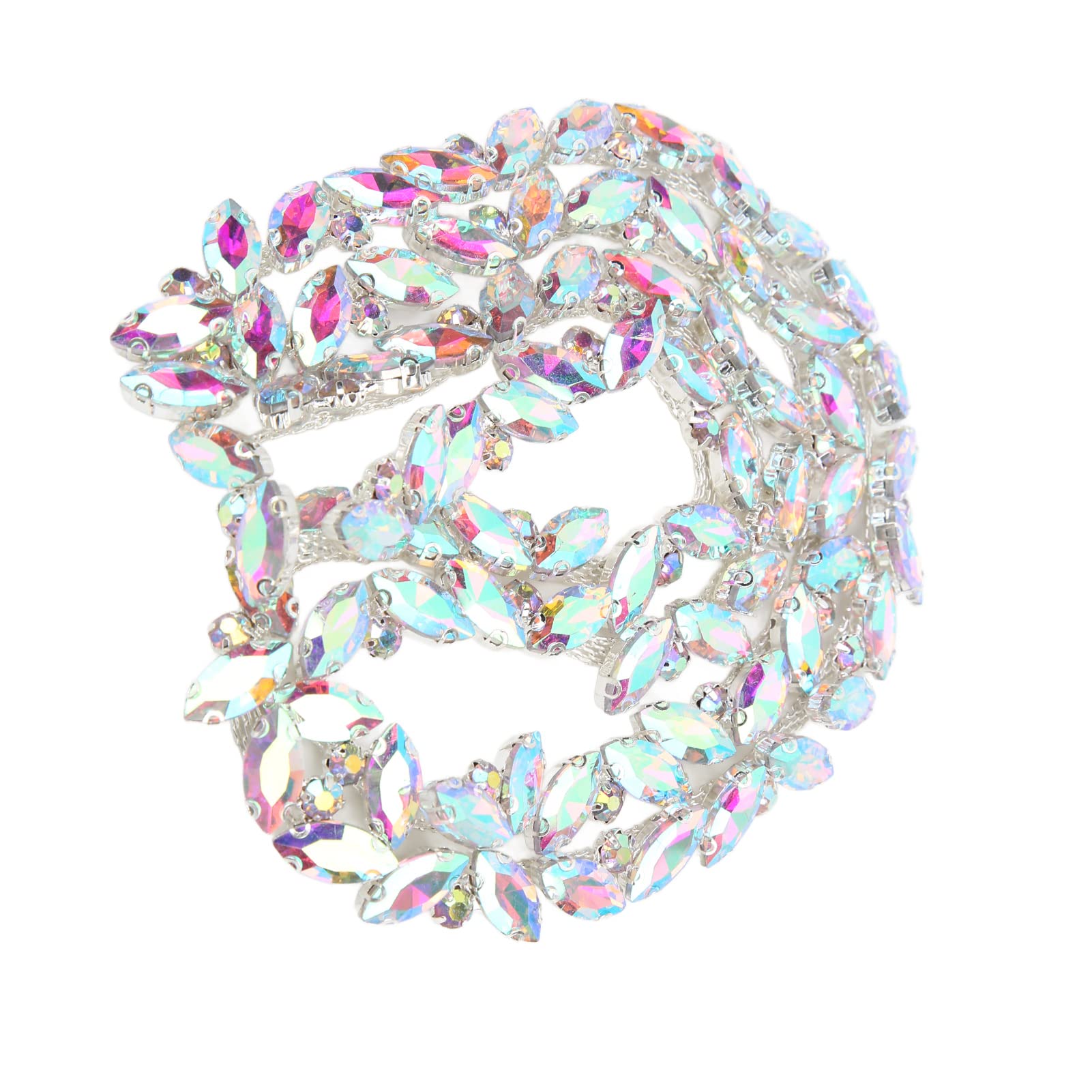Acouto Crystal Chain Trim, Transparent Glass Claw Chain High Hardness Rhinestone Strips for Clothing, Shoes, Jewelry Accessories — view 3