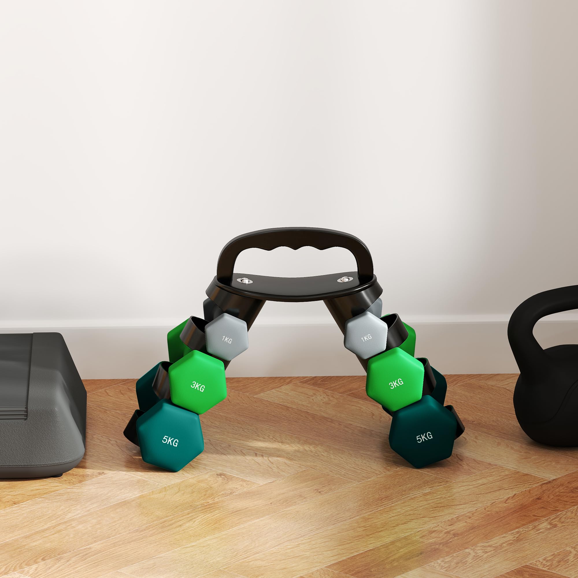 SPORTNOW Hanteln Set 6 Kurzhanteln mit Klappbarem Hantelständer, Hexagon-Hanteln, Kugelhantel für Fitness, Gymnastik, Zuhause