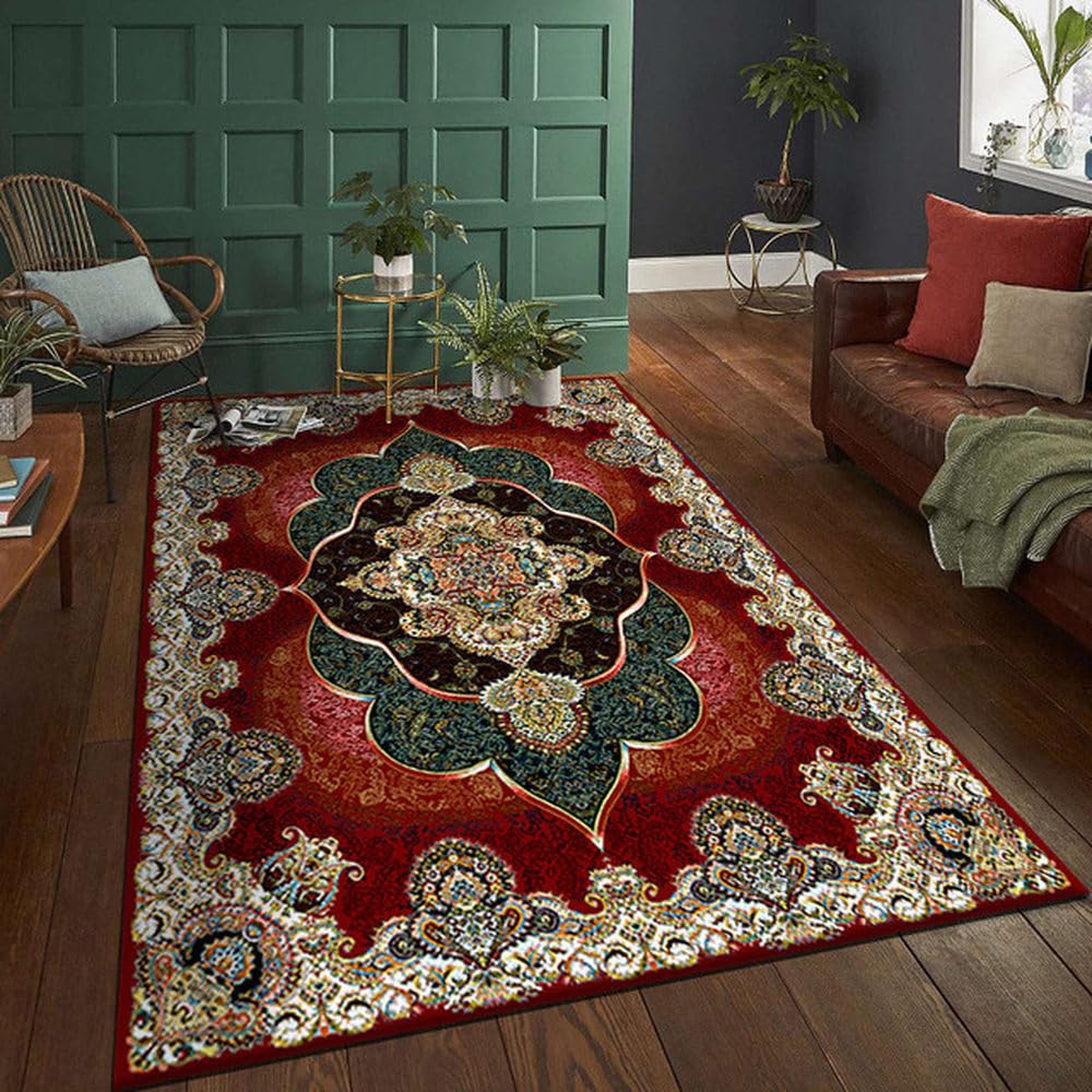 Tapis vintage salon lavable 80x120cm à poils courts épais