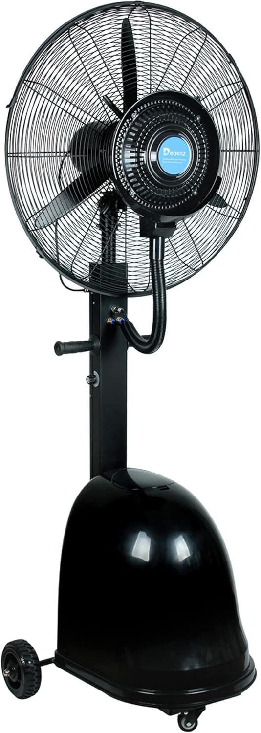 LI-GELISI High Power Misting Fan – All Metal 26 inch 260W With 1000 Sq Ft Cooling & 13 Gal Tank (Black 260W/26 inches)