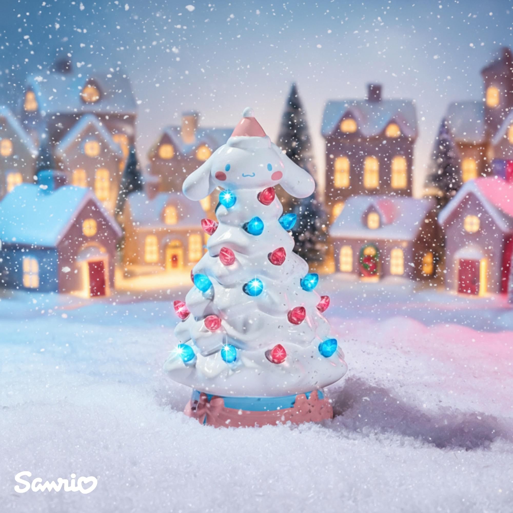 Sanrio Cinnamoroll Light-Up Ceramic Christmas Tree | Battery-Powered Mood Light | 6 Inches Tall