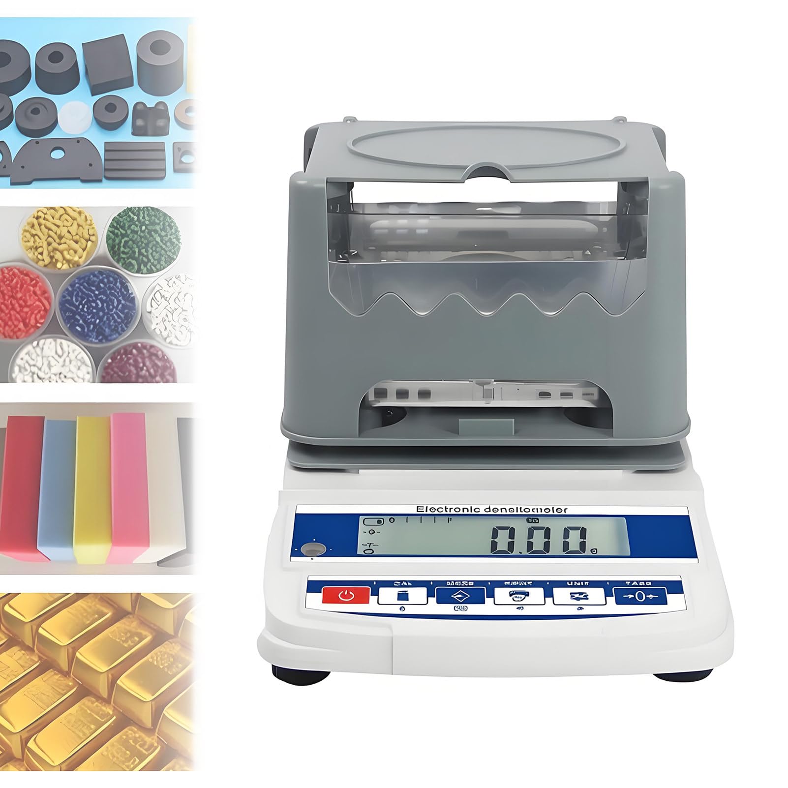 Densímetro Digital para Sólidos y Líquidos, Analizador de Pureza de Metales de Alta Precisión 0,001 g/cm³, Comprobador de Densidad de Oro con Interfaz Rs-232 para Metales Preciosos 0.01g-320g