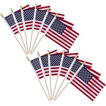 TOPFLAGS 4x6 Small American Flag on Stick 12 Pack Mini US Flags 4x6 Inch Kid-Safe Spear Top Pole for Outside 4th of July Memorial Day USA 250th Anniversary Patriotic Decorations