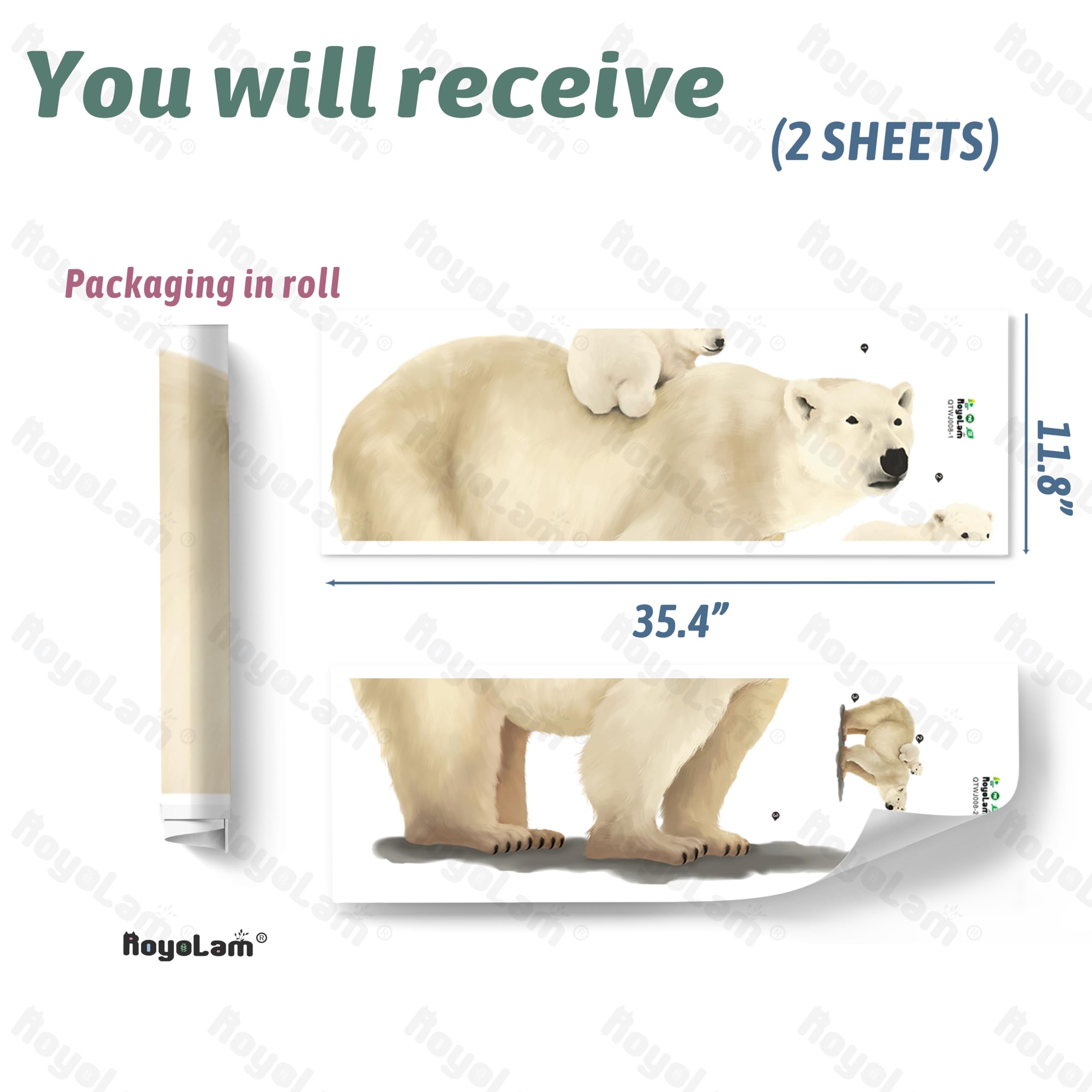 Calcomanía de pared de oso polar de pie con su hijo, adhesivo de pared extraíble para despegar y pegar, impermeable, calcomanías decorativas para niños, bebés, aula, sala de estar, sala de