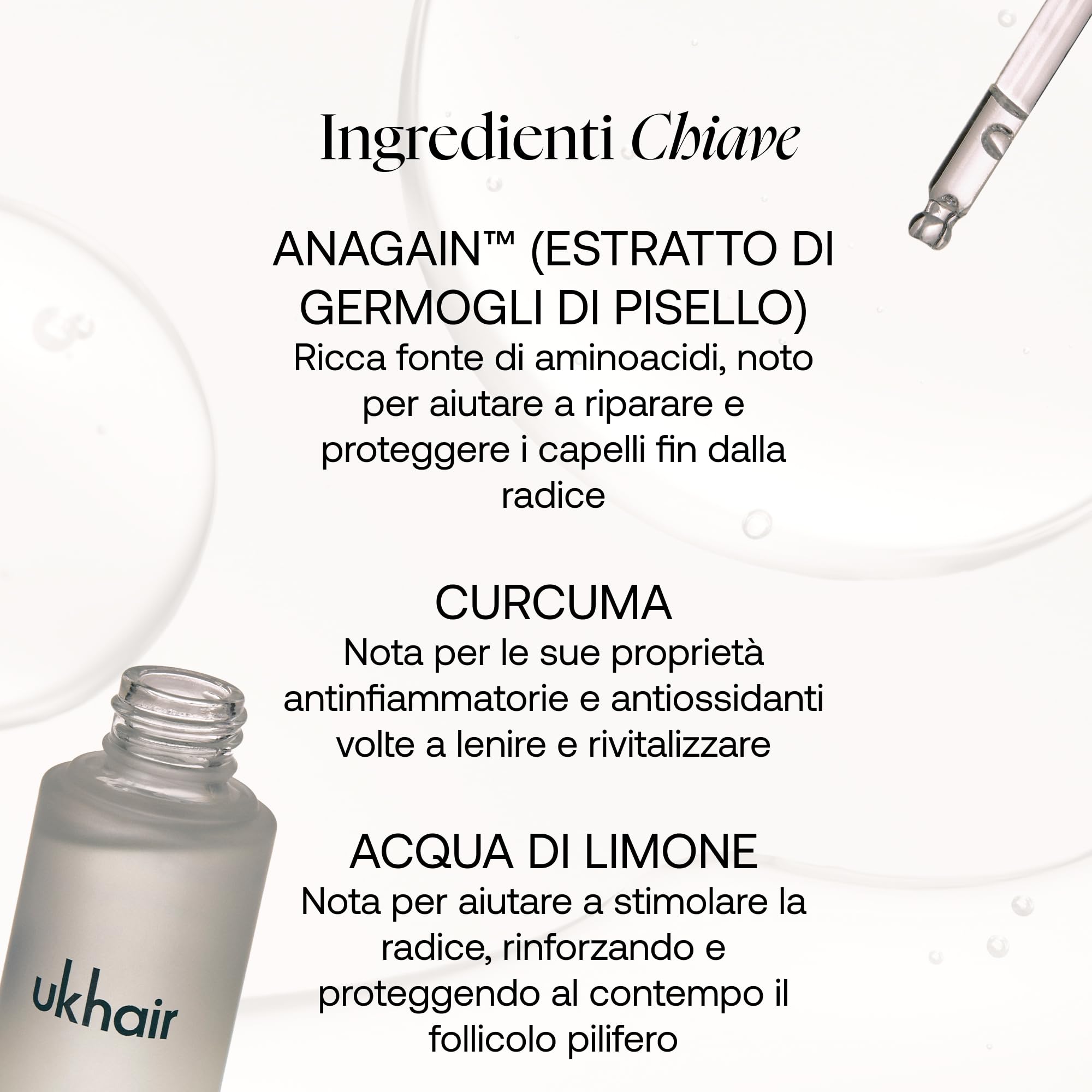 UKLASH Siero rivitalizzante per capelli per uomini e donne, favorisce lo spessore dei capelli diradati e la caduta dei capelli, clinicamente testato, leggero e ad assorbimento rapido
