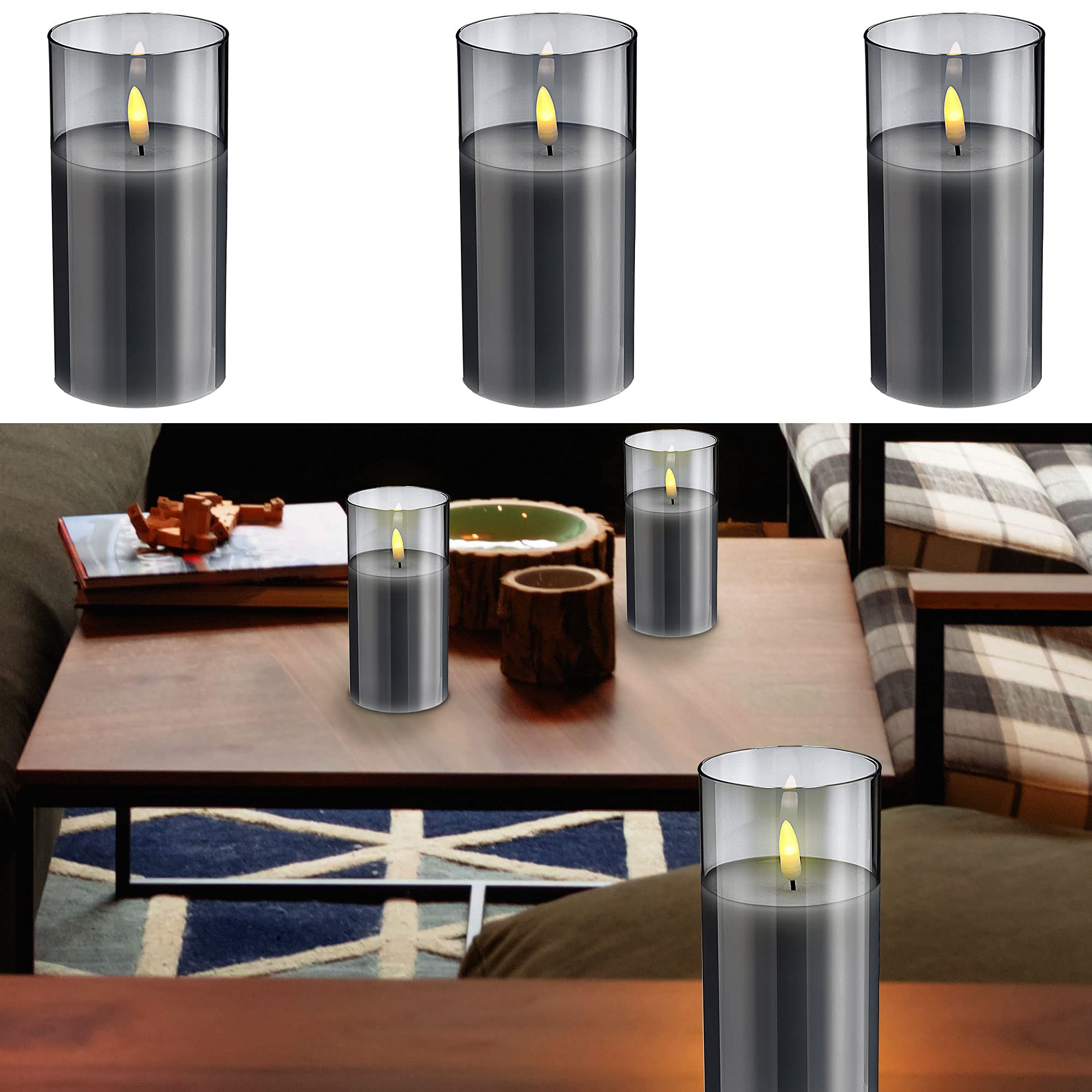 Set Di 6 Candele LED A Cera, Mozziconi Di Candela In Vera Cera, Color Bianco, Altezze Variabili Da 5 A 23 Cm, Diametro 5 Cm, Effetto Fiamma Realistica