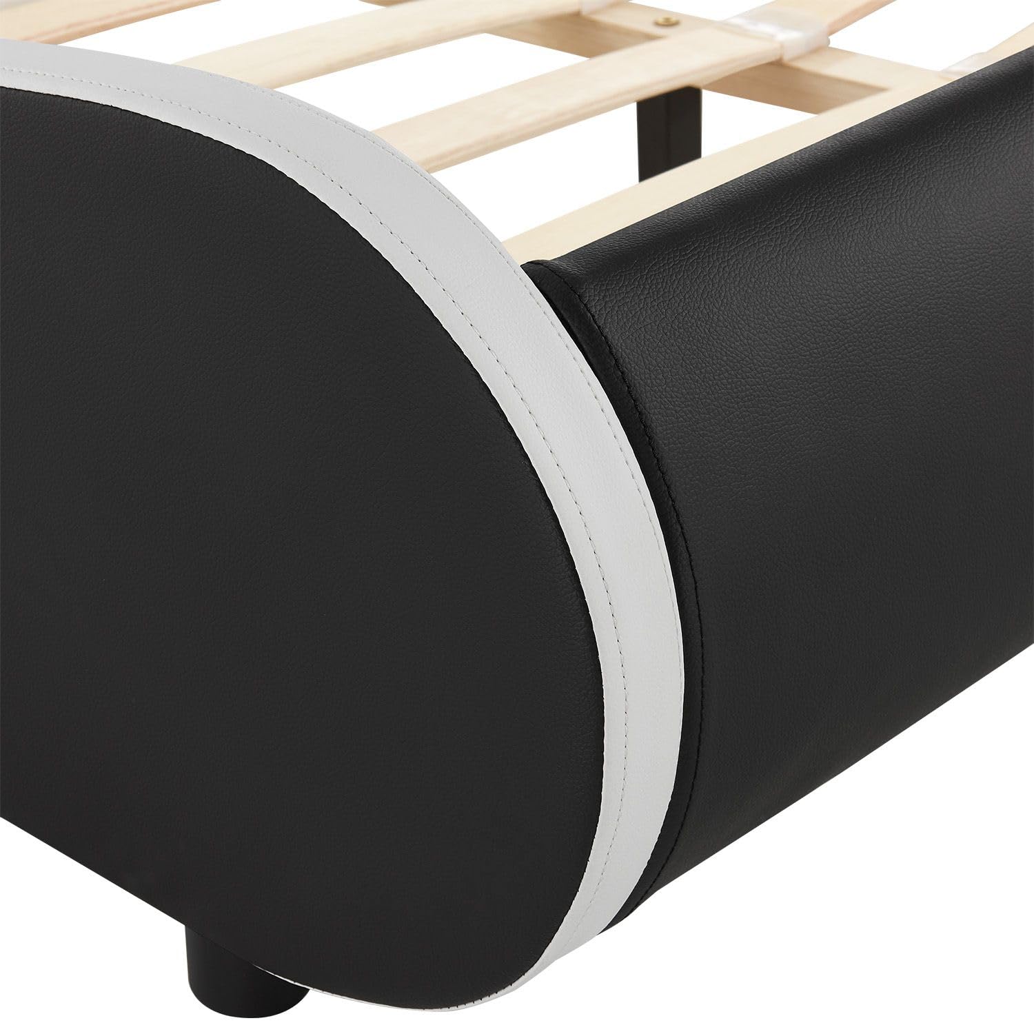 Juskys Polsterbett Valencia 180x200 cm komplett mit Matratze, LED Beleuchtung, Lattenrost & Kopfteil - Bett Doppelbett - schwarz
