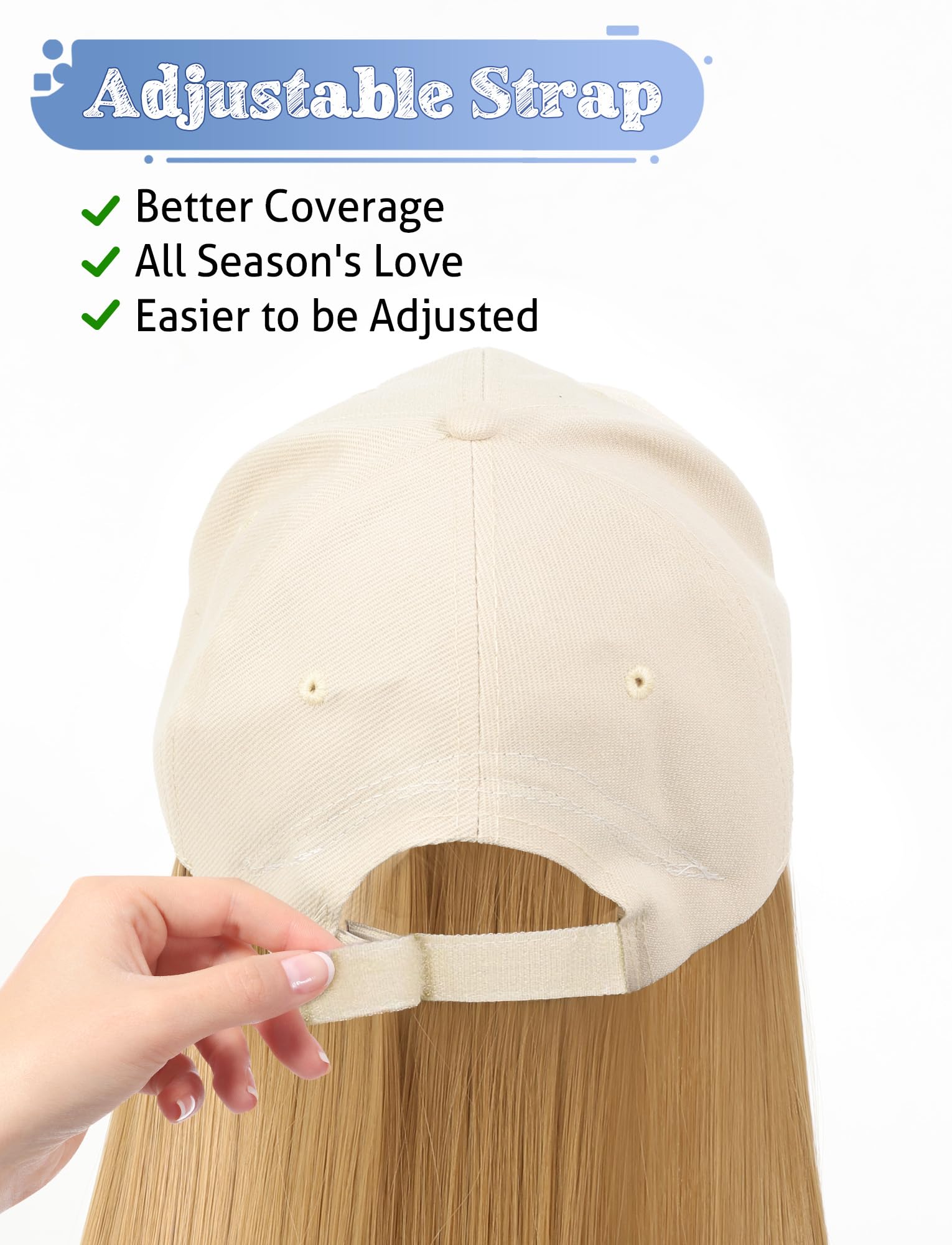 Shoulder Length Wig Peaked Cap for Women Straight Style Synthetic Heat Resistant Party Travelling Wig Teen Girls Medium Blonde - Image 4