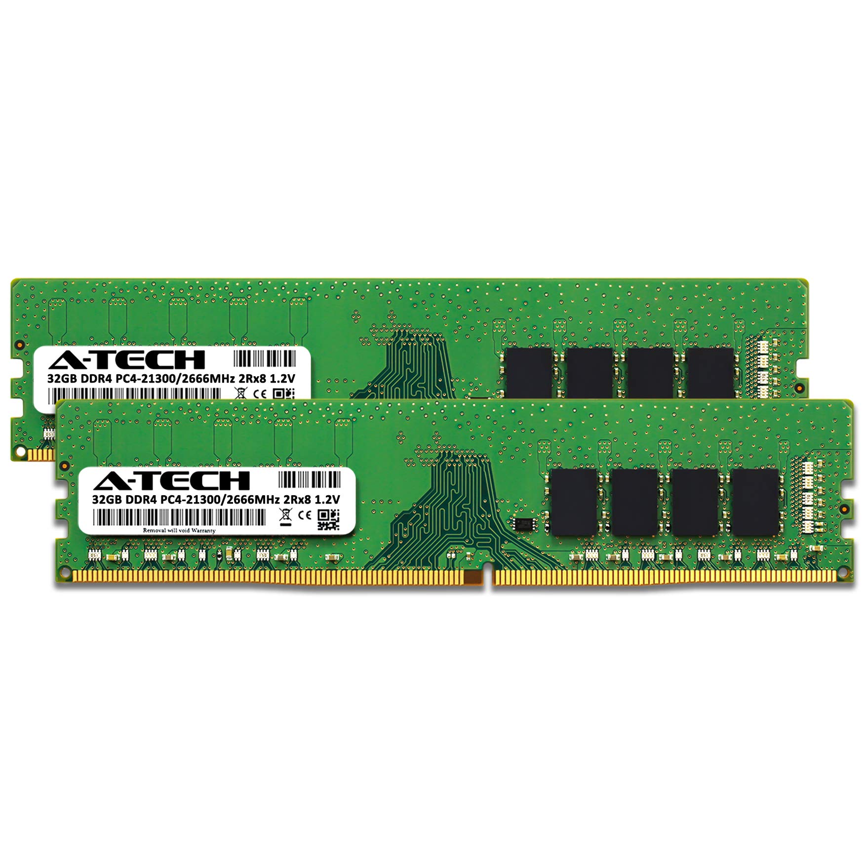 A-Tech 64GB (2x32GB) DDR4 2666 MHz UDIMM PC4-21300 (PC4-2666V 