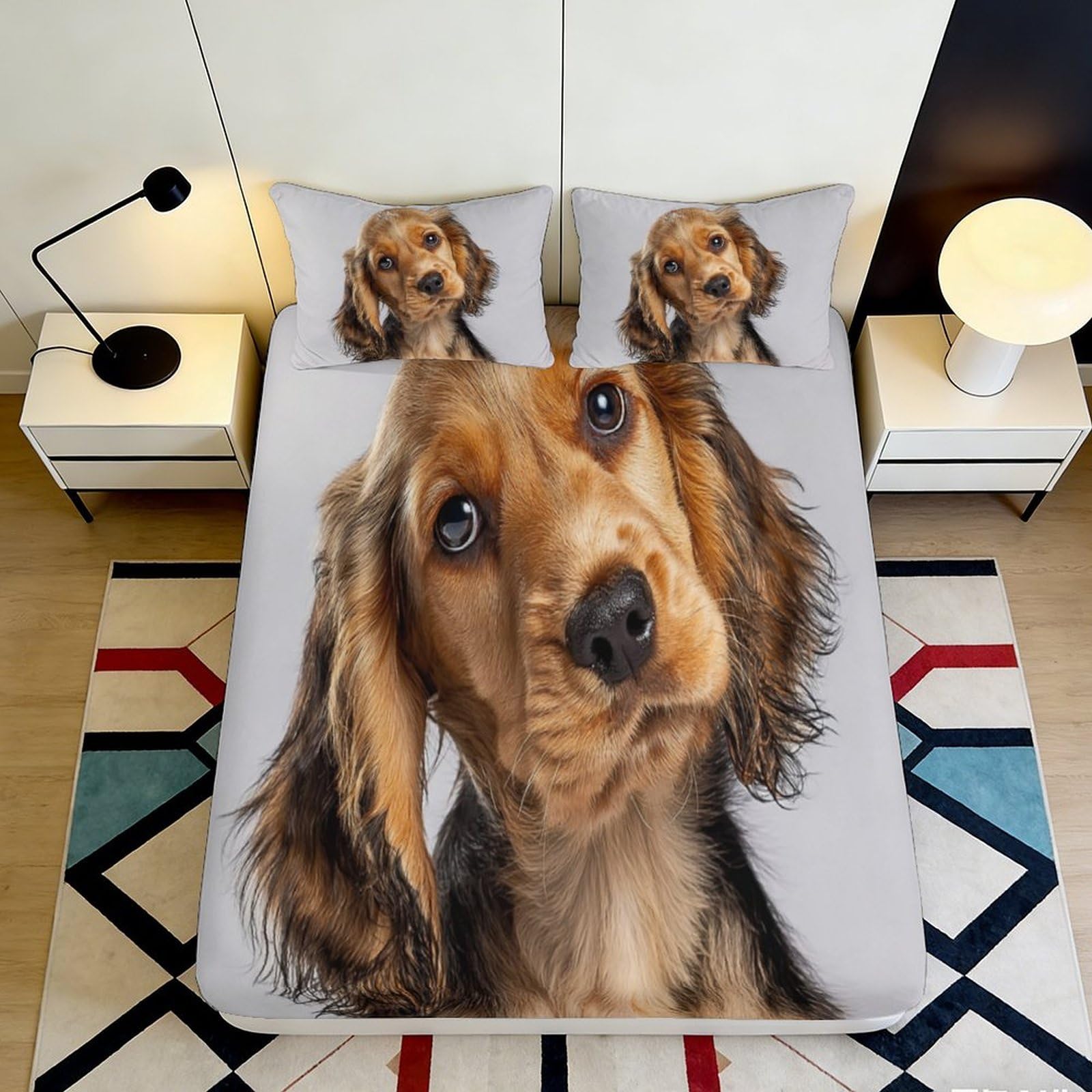 Kzqnxhjprl Style-5 3D Printed Brown Cocker Spaniel Fitted Sheet Microfiber Soft Dog Print Mattress Cover For Bedroom Dorm Bed Decor 90X200x25cm