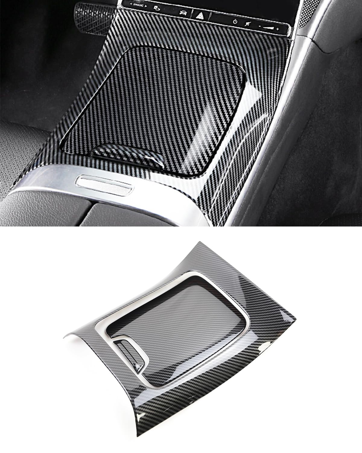 Center Console Gear Shift Panel Frame Cover Trim, Carbon Fiber Pattern Style, Interior Decoration Accessories for Mercedes Benz C Class W206 2022 2023 2024