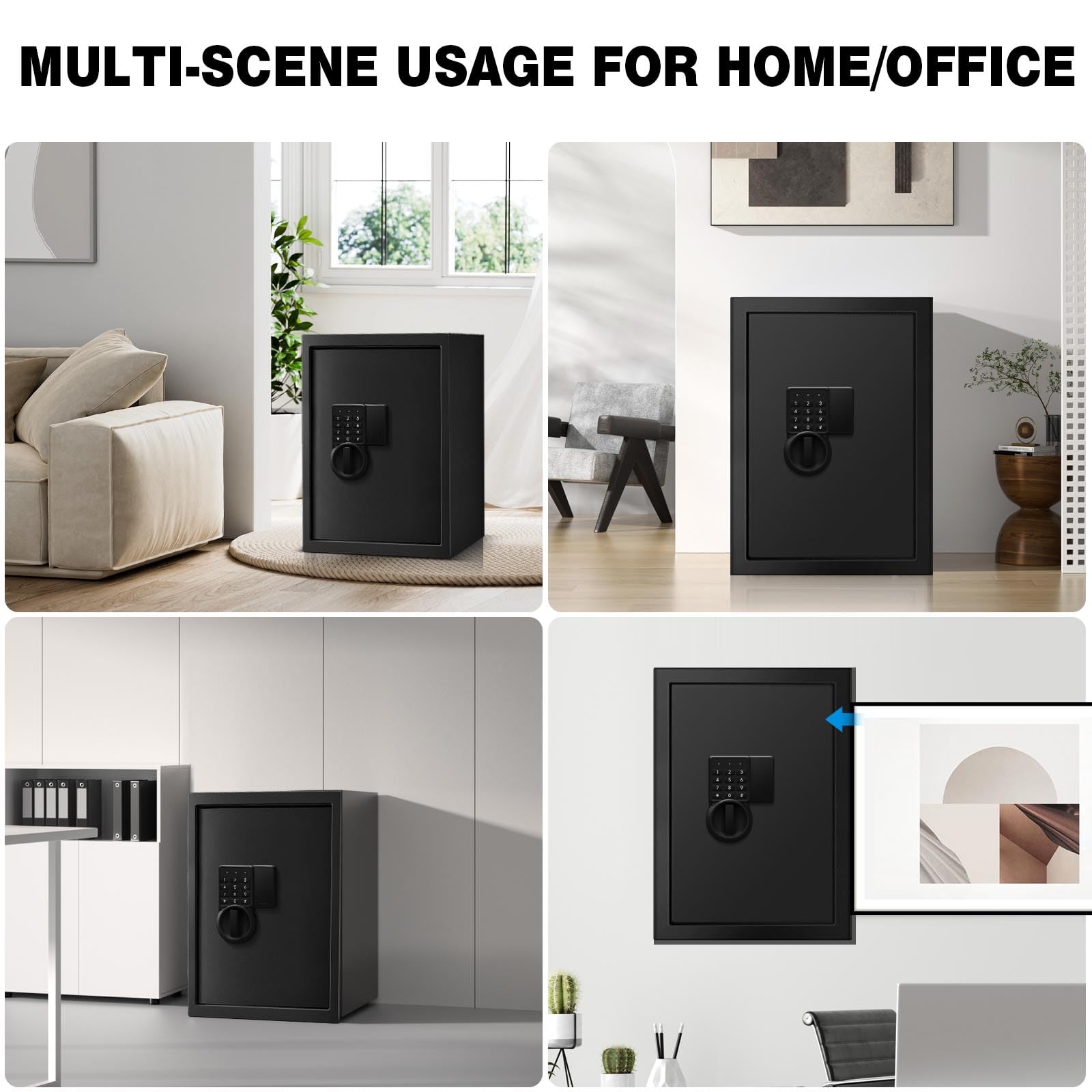 Caja fuerte de 2.8 pies cúbicos para documentos del hogar, caja de seguridad digital electrónica de acero para oficina, dinero, joyas, objetos de valor, caja de seguridad personal con sensor 7
