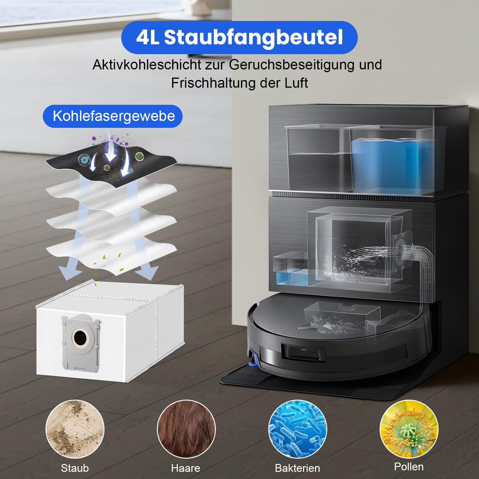Zestaw 21 akcesoriów do robota odkurzającego Ecovacs Deebot X9 Pro Omni / X11 Pro, 1 szczotka główna, 2 wałki do czyszczenia mopa, 6 worków na kurz, 6 szczotek bocznych, 4 filtry HEPA, 1 szczotka do