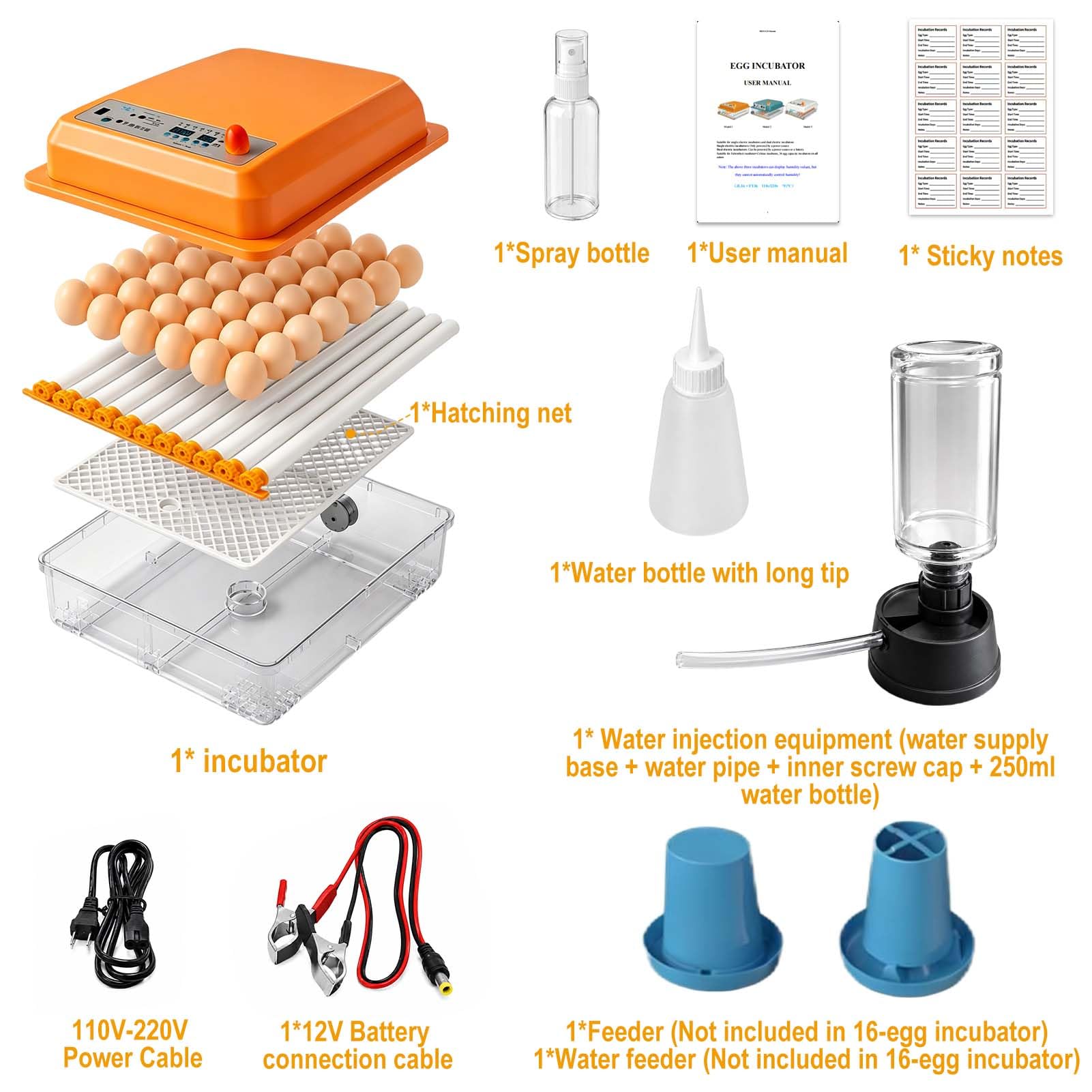 Incubadora Huevos Gallina, Incubadoras De Huevos Automaticas Con Control Temperatura & Volteador, Suministro De Agua | Ovoscopio, Para Gallina/Pato/Codorniz