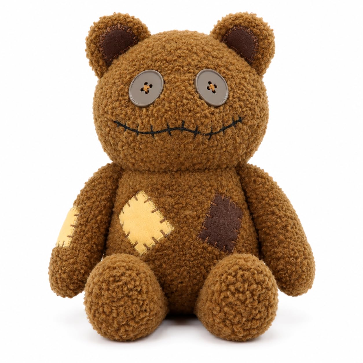 PHHKK Halloween Gothic Stitched Brown Bear Plush, Eerie Whimsical Decor for Party & Holid…