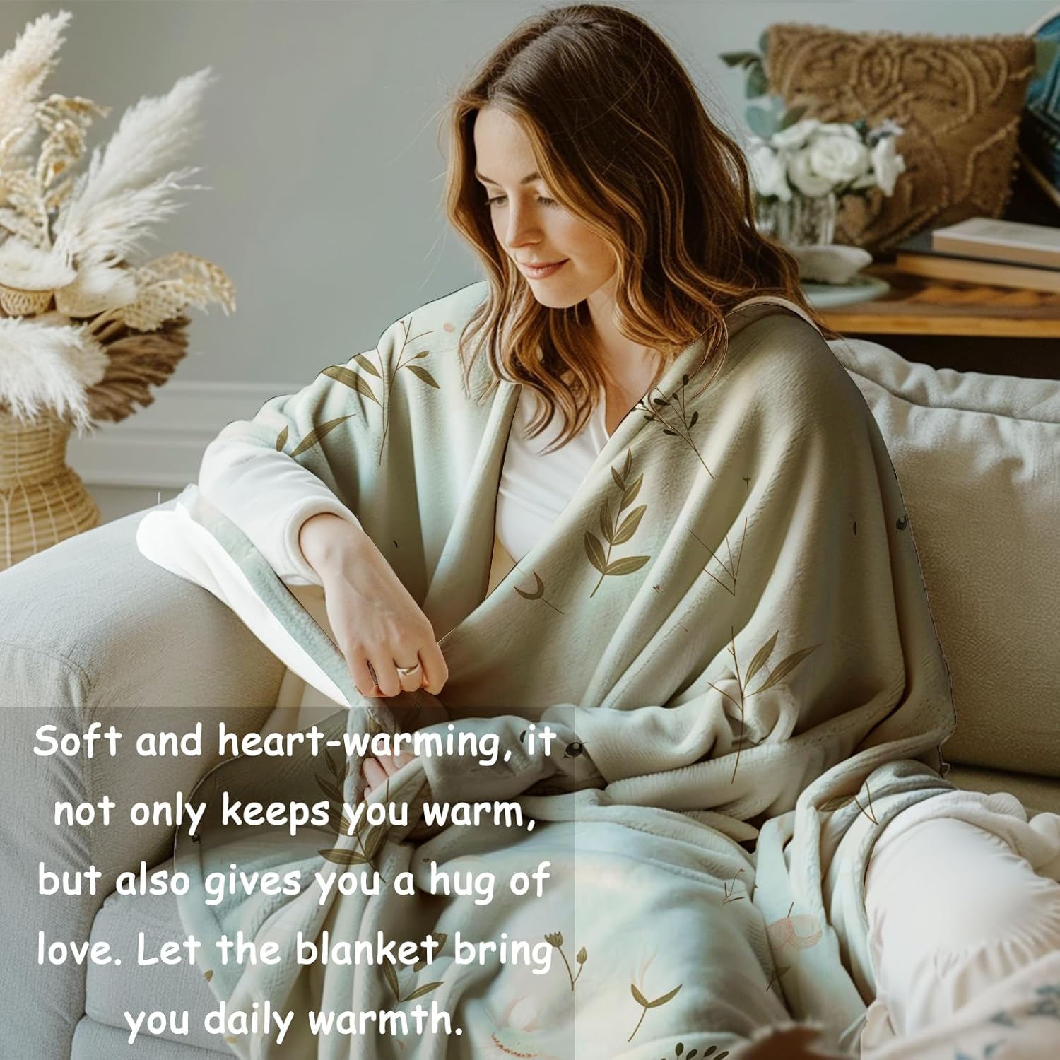 Bunny Rabbit Fleece Blanket Gifts for Kids and Adults, Cute Animal Floral Cozy Throw Blanket, Soft Warm Plush Blanket with Adorable Bunnies for Home Decor, 50x60 inches - Image 6