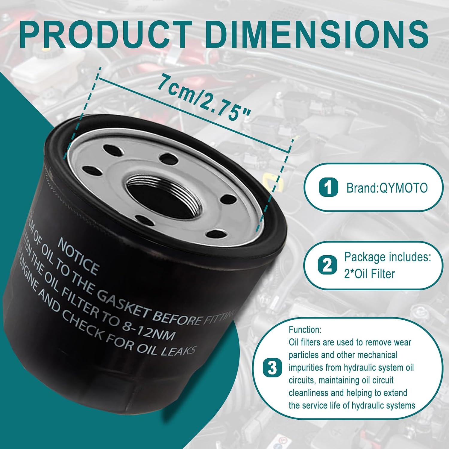 Hisun Oil Filter 2 Pcs Compatible with Hisun UTV ATV 250,400,450,500,550,700,750,Massimo,Co-lemen,Cub-Cadet