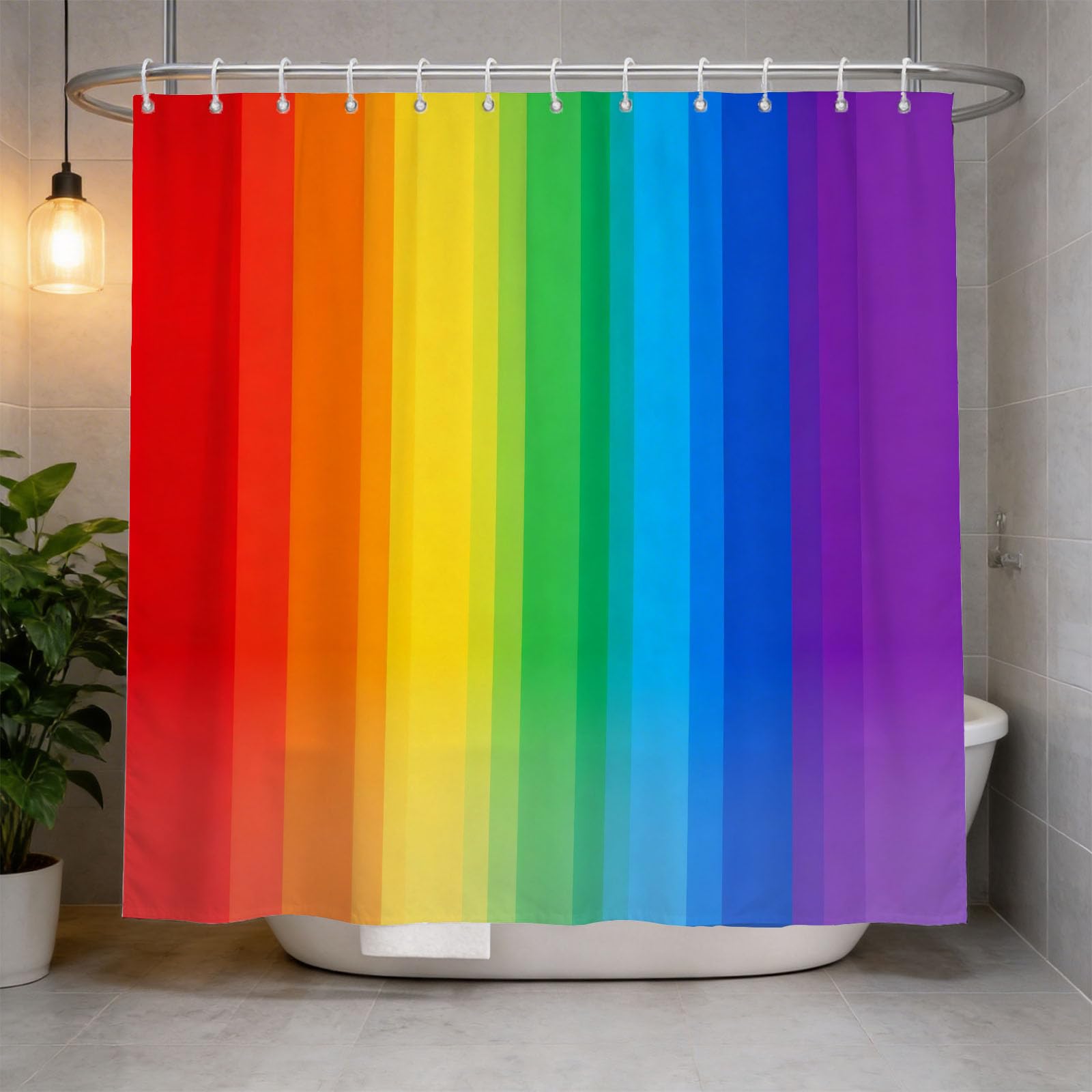 Hongduo 3D Gradient Rainbow Shower Curtain for Stalls Bathtubs Abstract Geometry Bathroom Decor Shower Curtain Set Polyester Fabric Waterproof 120x180cm/48X71 Inch with Hooks