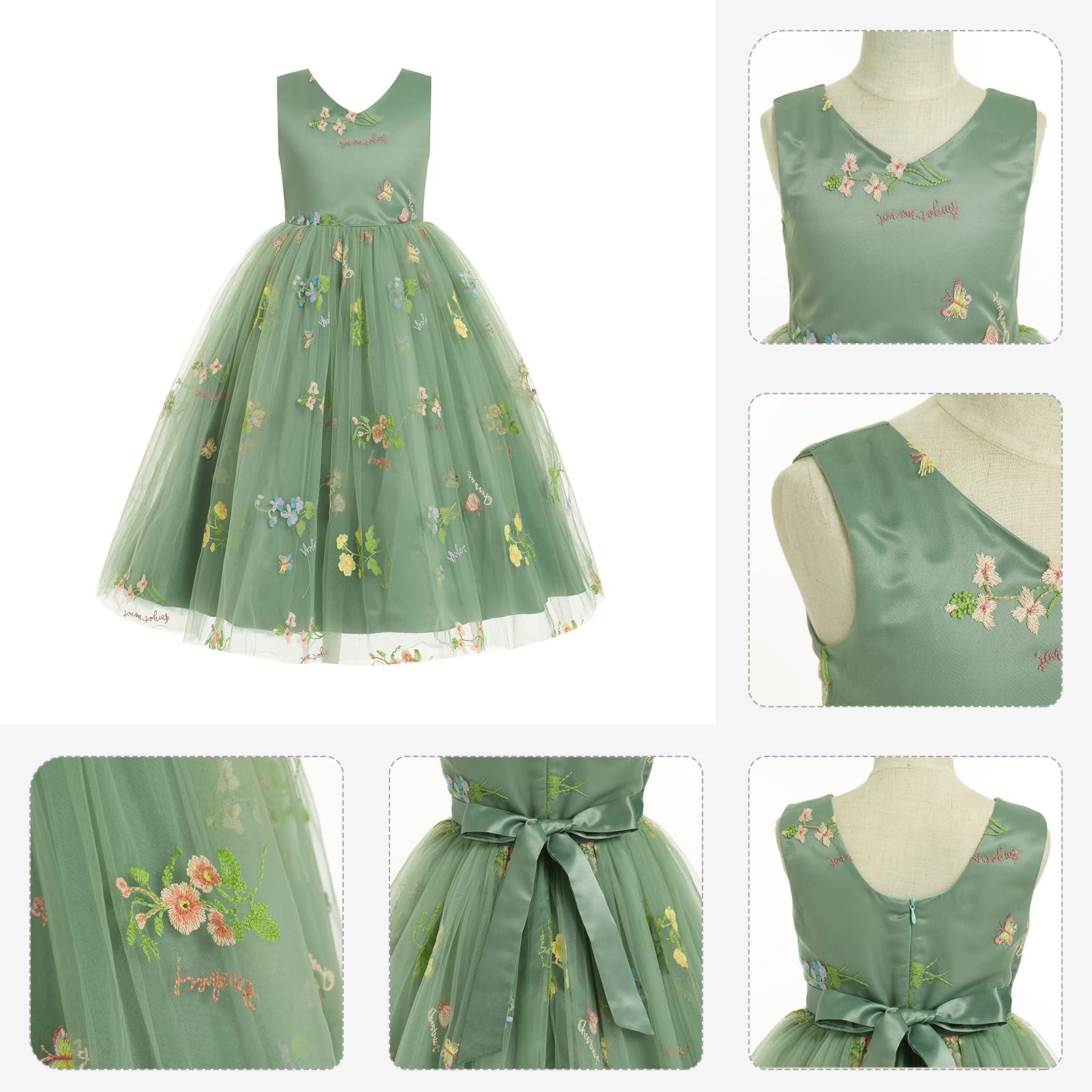 IBTOM CASTLE Vestito da bambina con tutù ricamato, per matrimonio, damigella d'onore, ragazza, piratesimo, festa di compleanno, abito da ballo